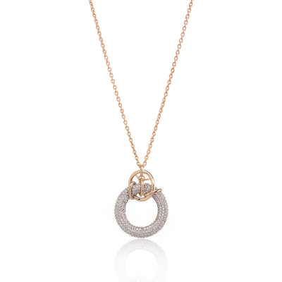 Eclipse Knot Halo – Premium Crystal Circle Pendant in Rose Gold