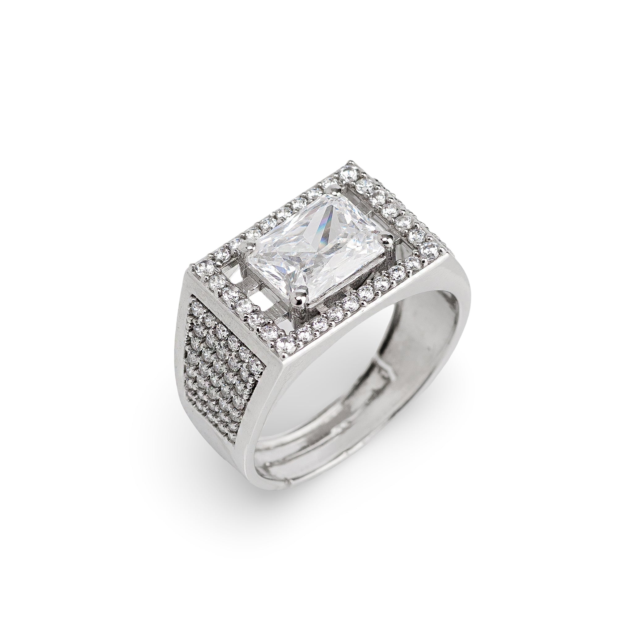 Monarch Ice Ring – Premium Iced Statement Ring in Silver Finish