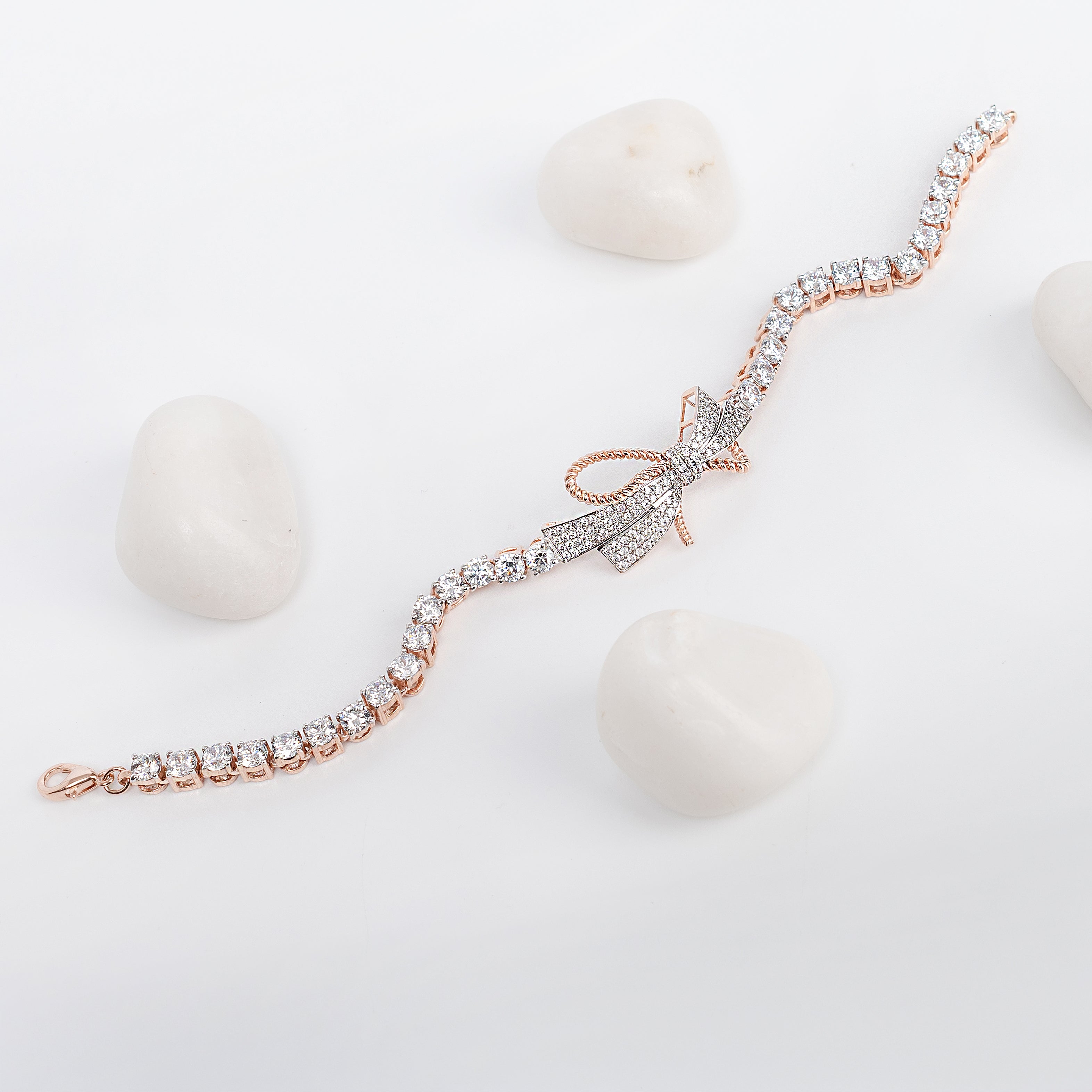 Velour Bowline – Premium Crystal Tennis Bracelet in Rose Gold