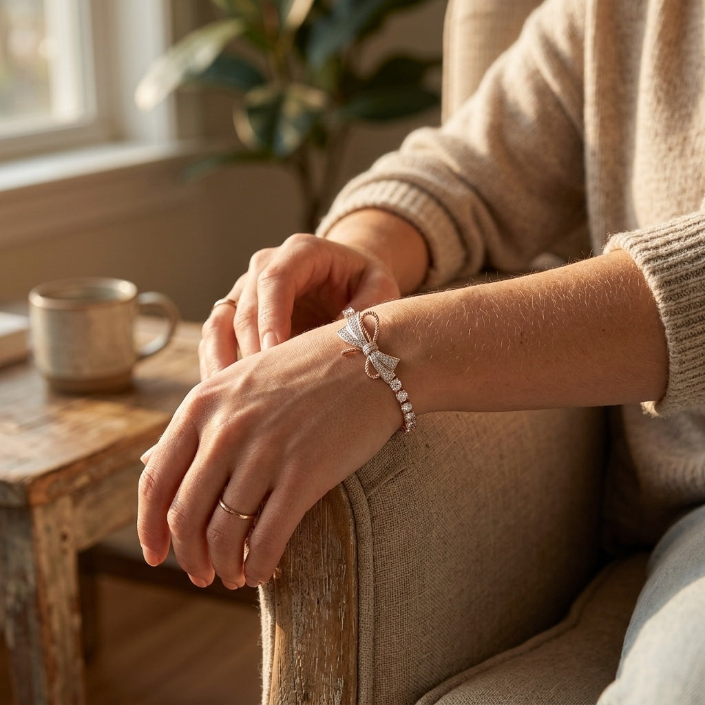 Velour Bowline – Premium Crystal Tennis Bracelet in Rose Gold