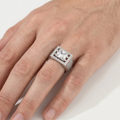 Monarch Ice Ring – Premium Iced Statement Ring in Silver Finish