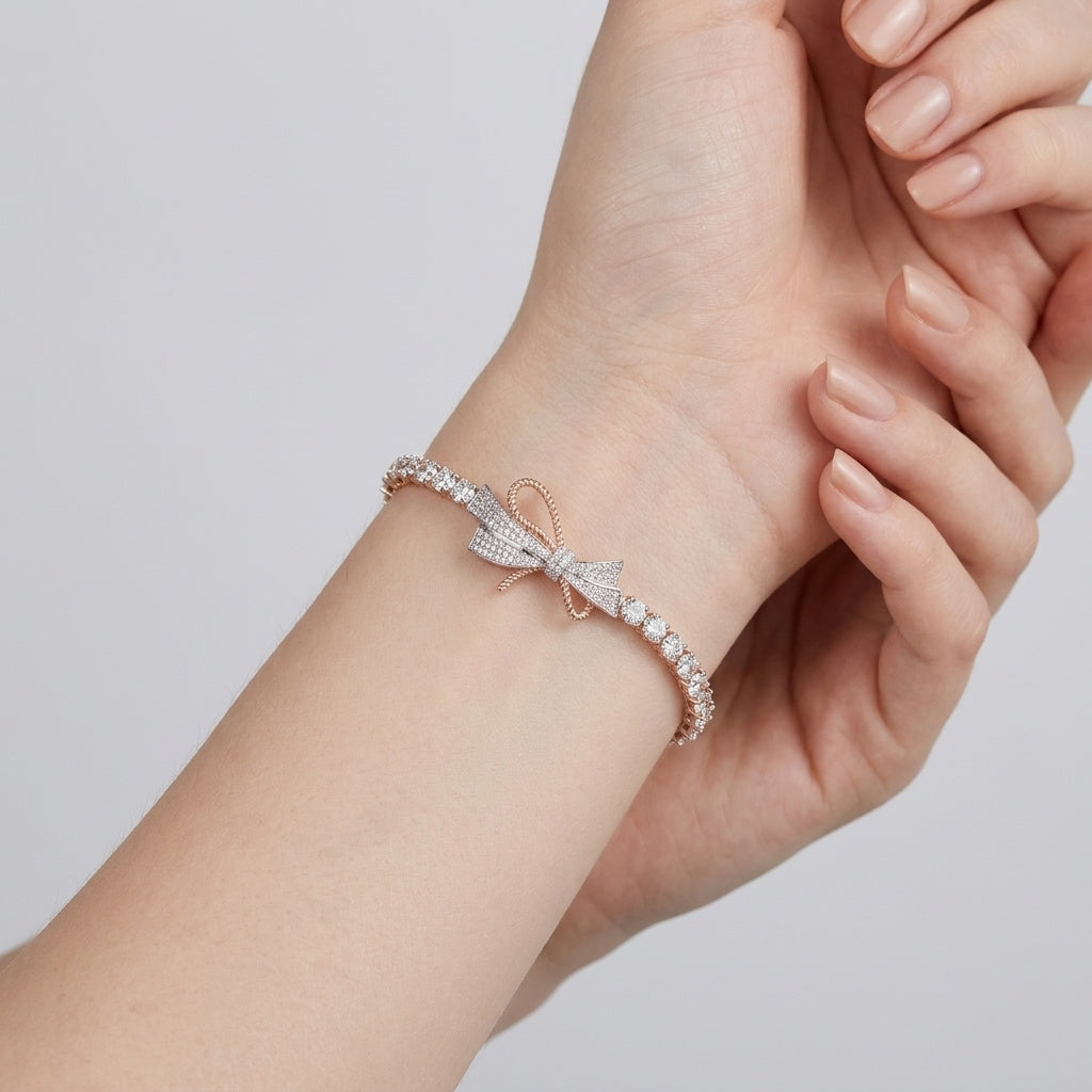 Velour Bowline – Premium Crystal Tennis Bracelet in Rose Gold