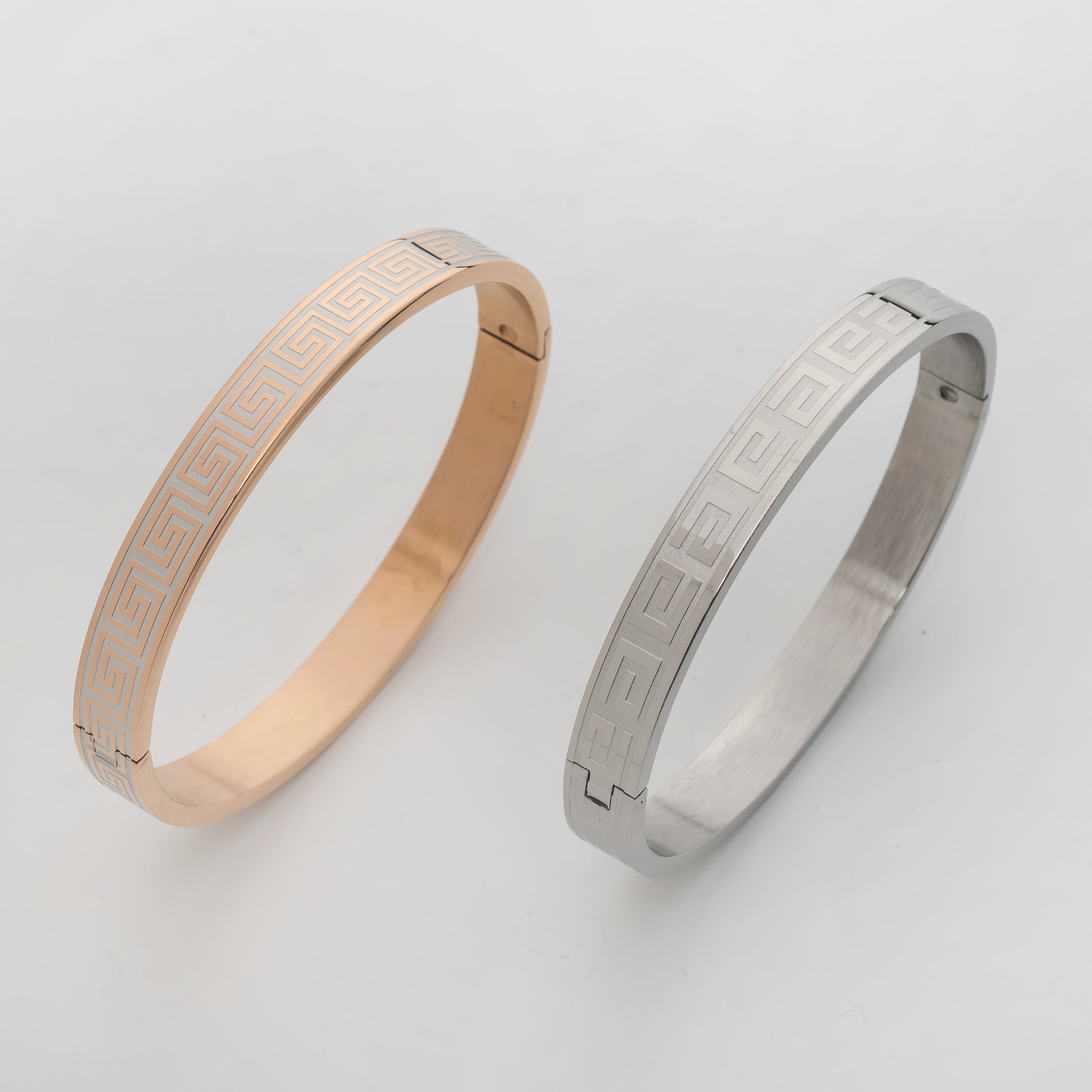 Aurex Meander – Premium Men's Stainless Steel Greek Key Cuff Bracelet
