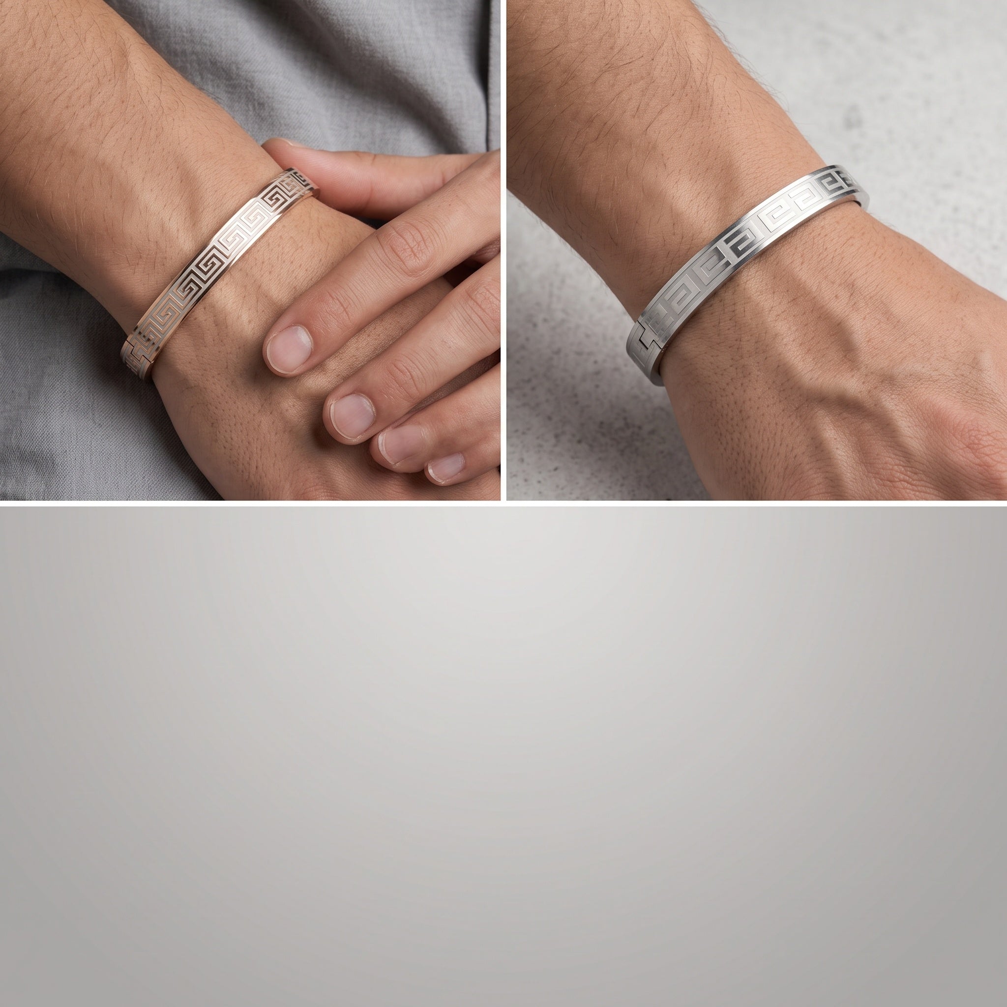 Aurex Meander – Premium Men's Stainless Steel Greek Key Cuff Bracelet