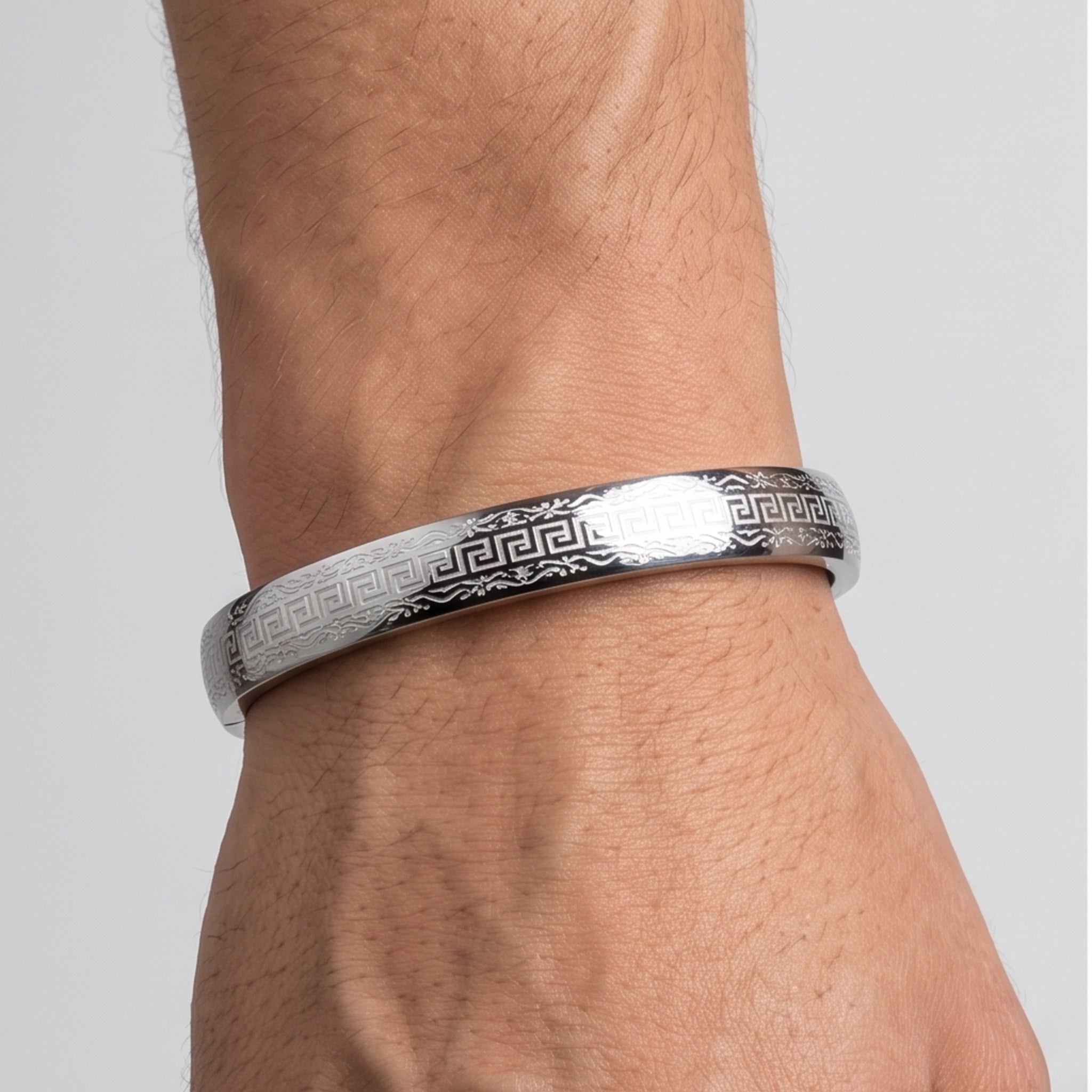 Aureon Pulse – Premium Men's Engraved Stainless Steel Bangle Bracelet