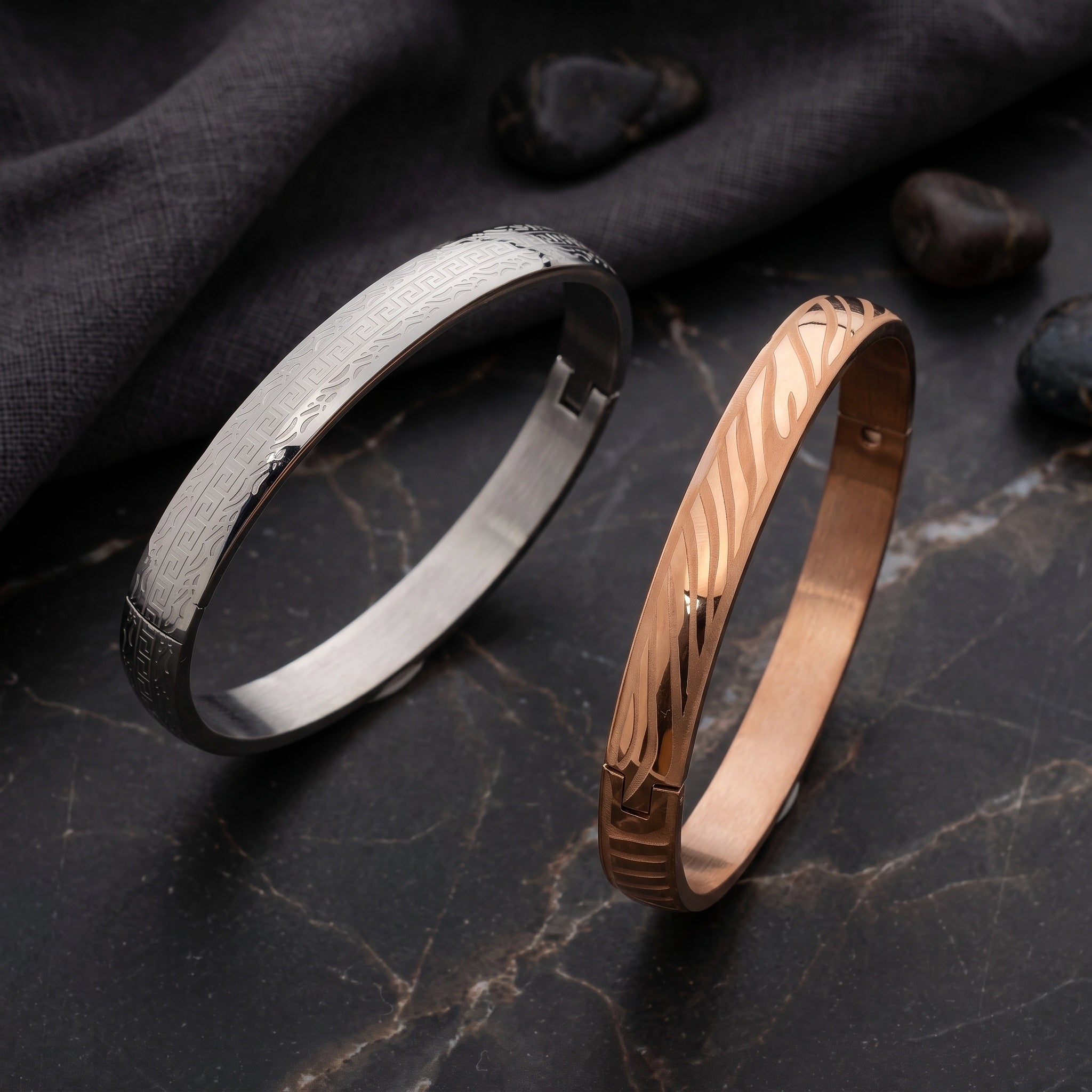 Aureon Pulse – Premium Men's Engraved Stainless Steel Bangle Bracelet