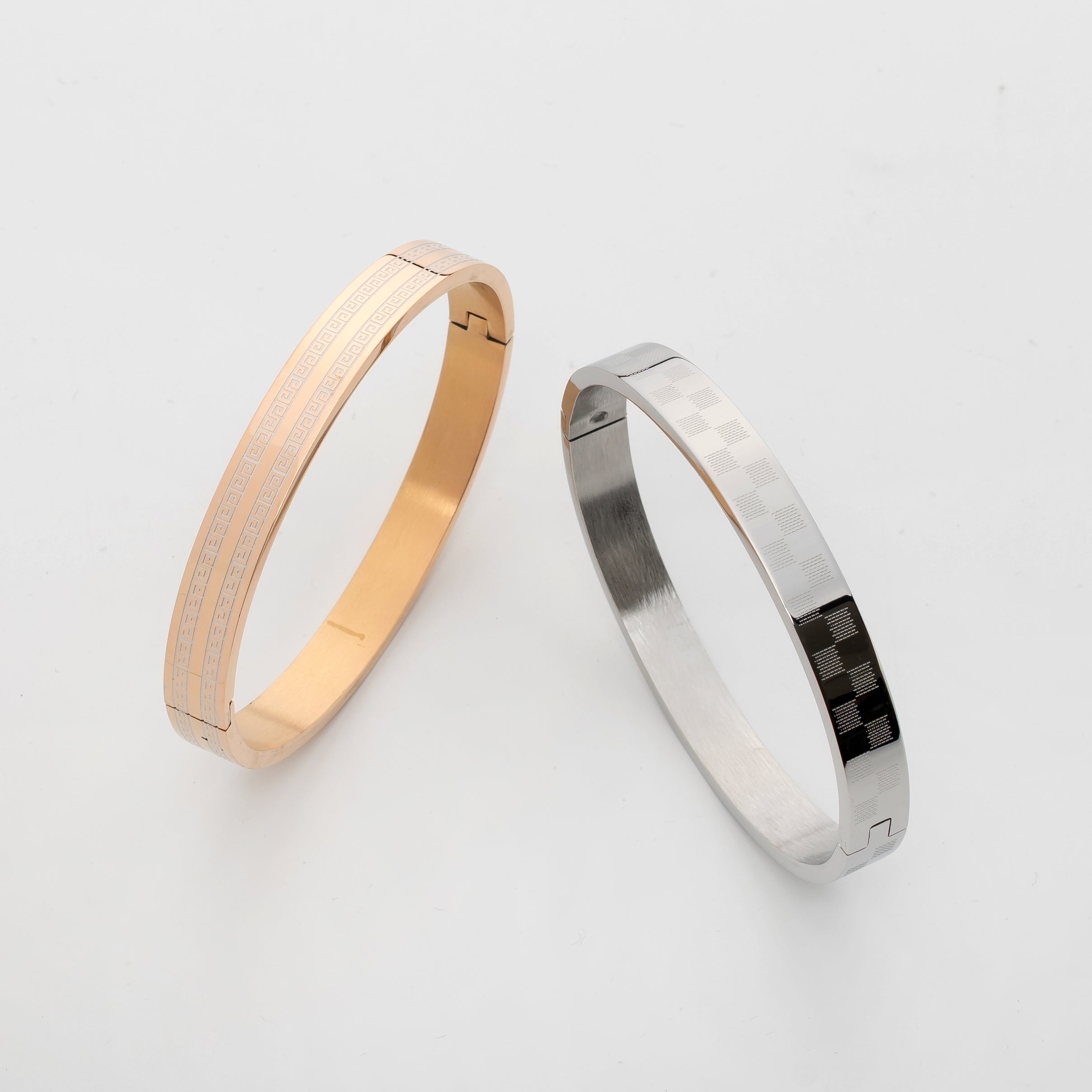 Axiom Edge Cuff – Premium Men's Stainless Steel Bracelet in Rose Gold & Silver Finish