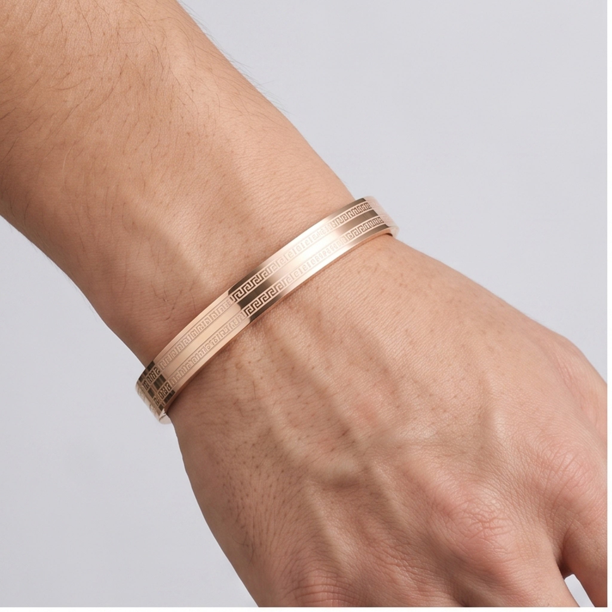 Axiom Edge Cuff – Premium Men's Stainless Steel Bracelet in Rose Gold & Silver Finish