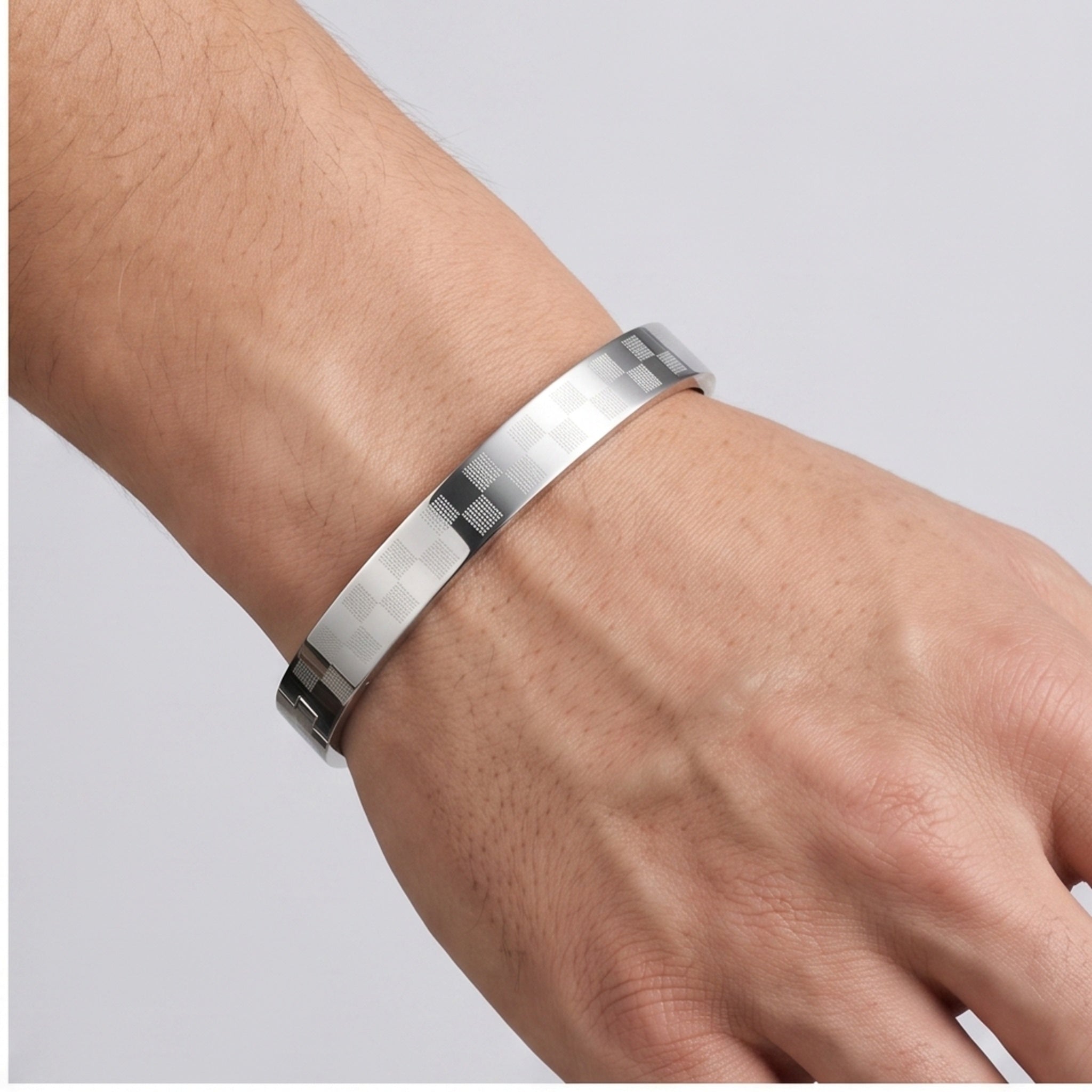 Axiom Edge Cuff – Premium Men's Stainless Steel Bracelet in Rose Gold & Silver Finish