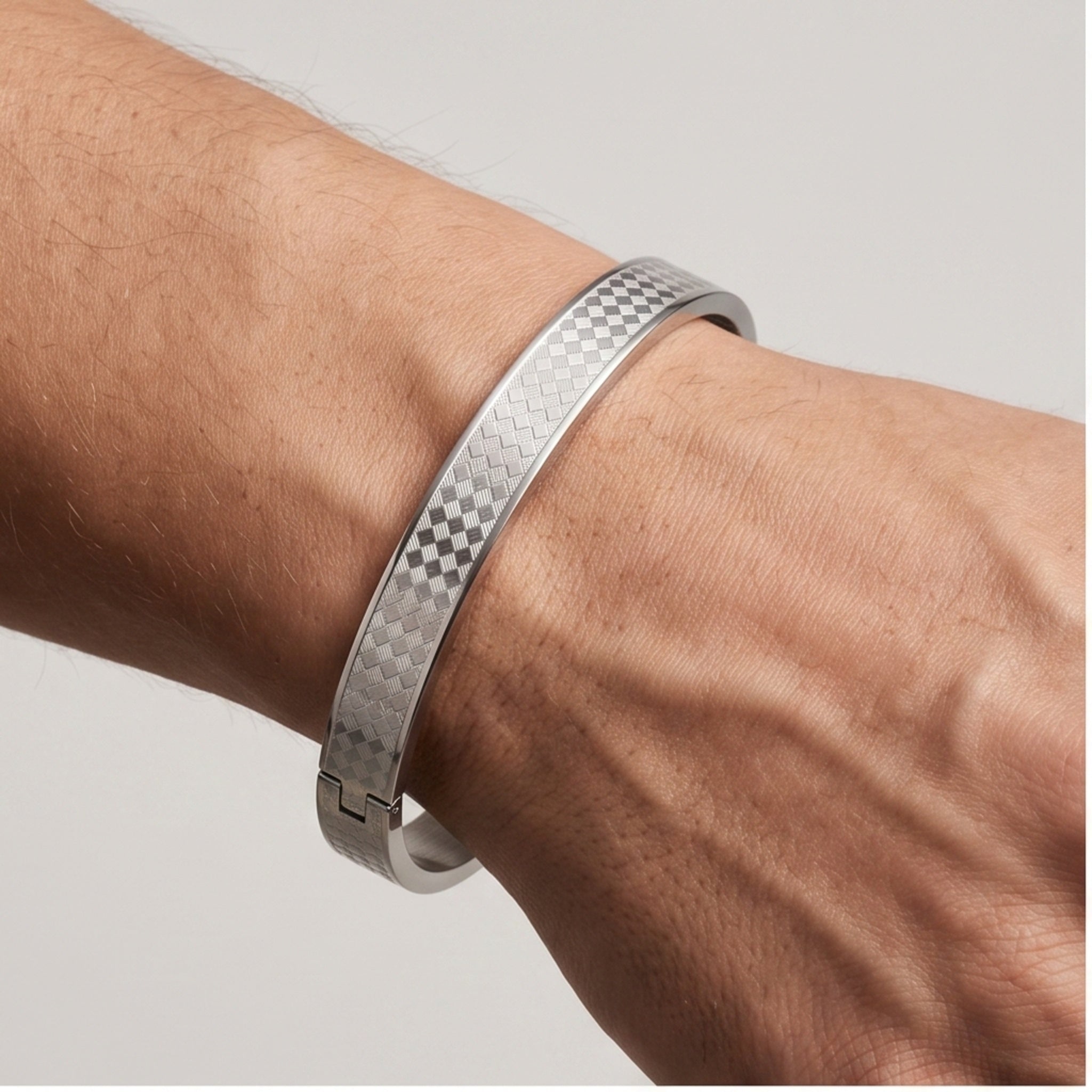 Vertex Duo Cuff – Premium Men's Stainless Steel Bracelet in Silver & Rose Gold Finish