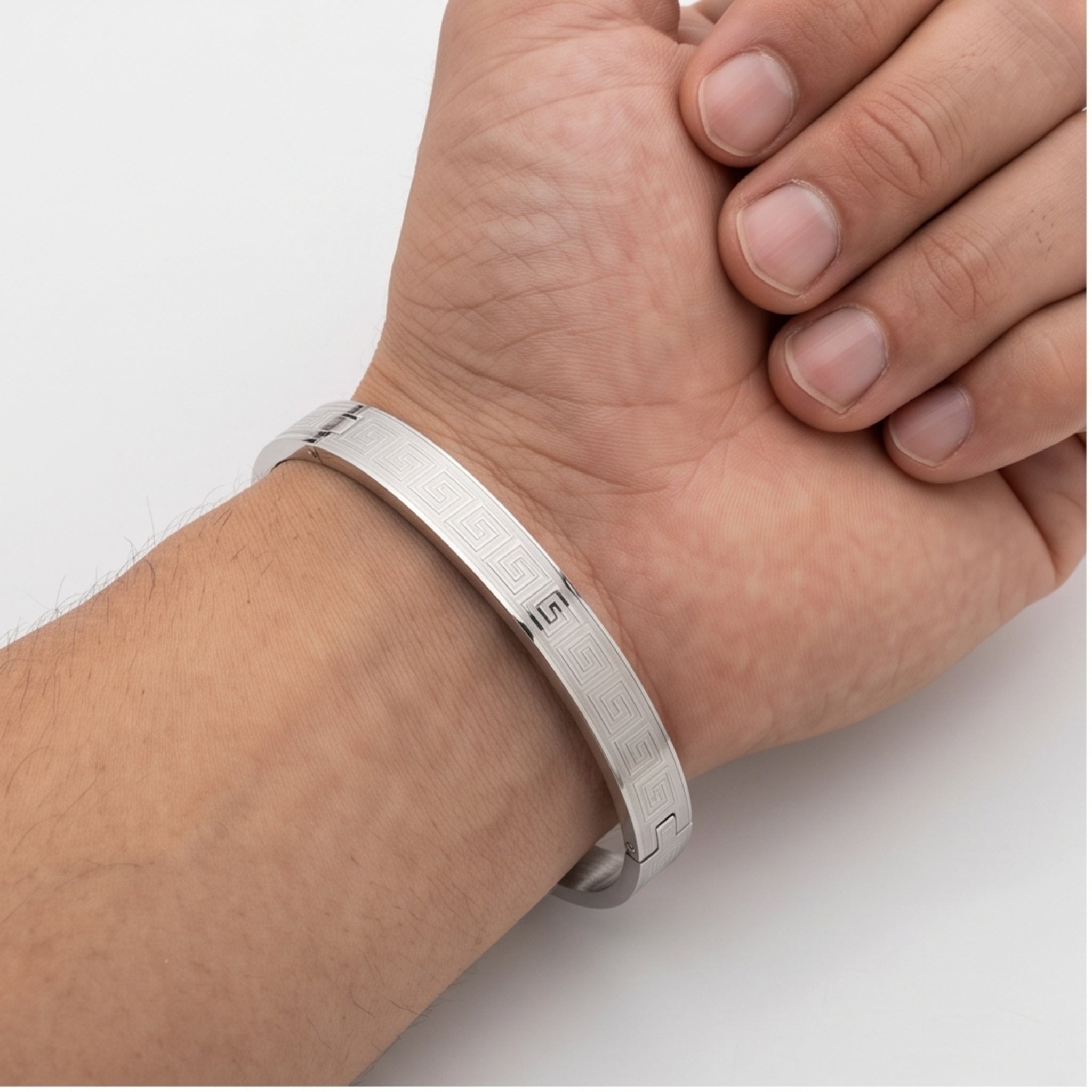 Aureon Edge – Premium Men's Geometric Stainless Steel Cuff Bracelet