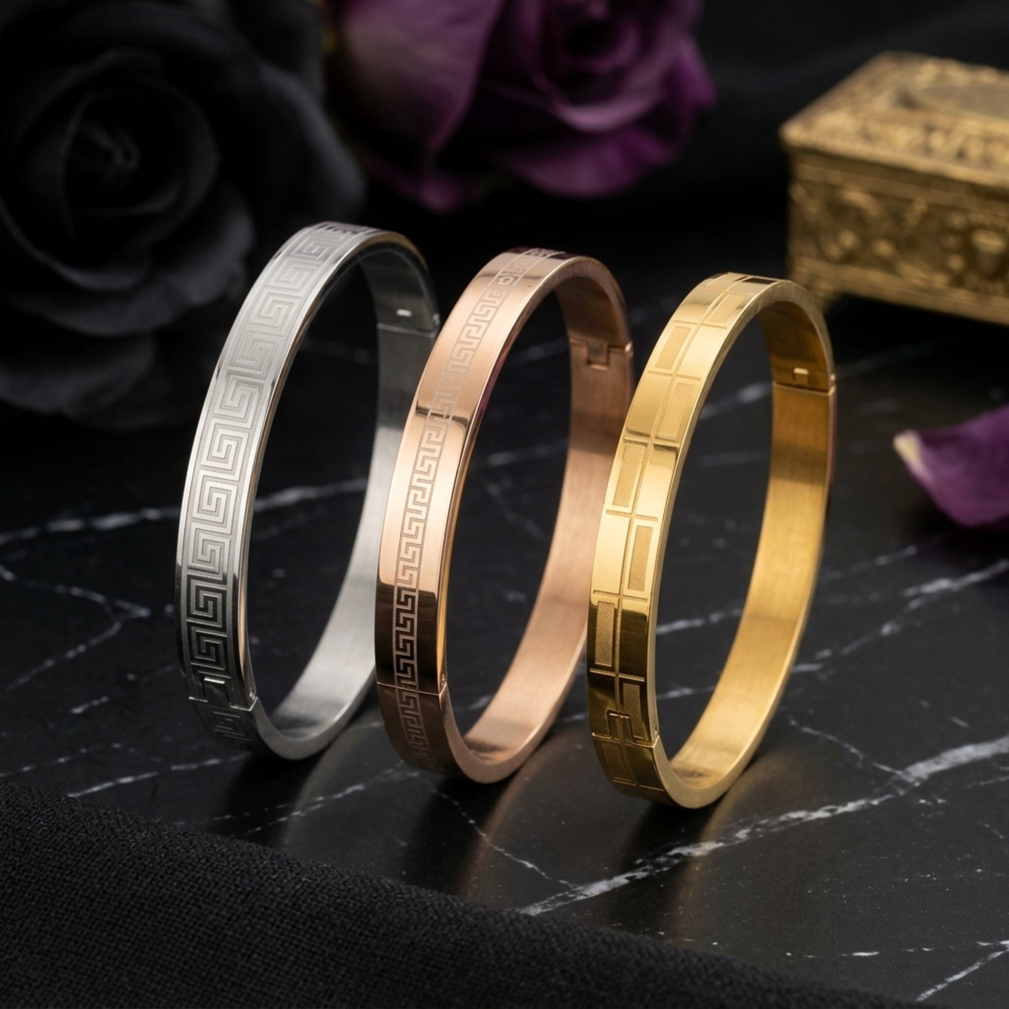 Aureon Edge – Premium Men's Geometric Stainless Steel Cuff Bracelet