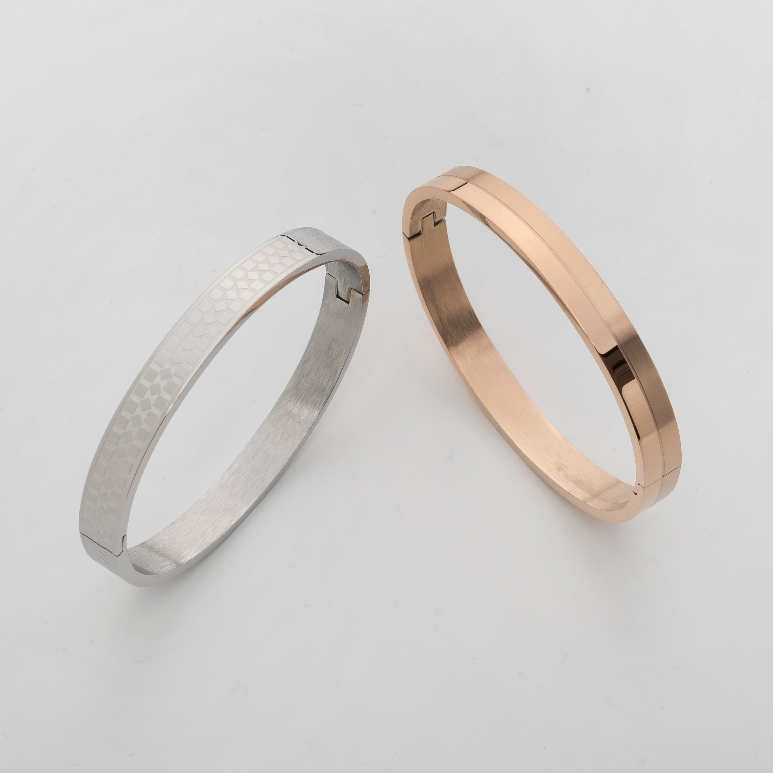 Nova Axis Cuff – Premium Men's Stainless Steel Bracelet in Silver & Rose Gold Finish