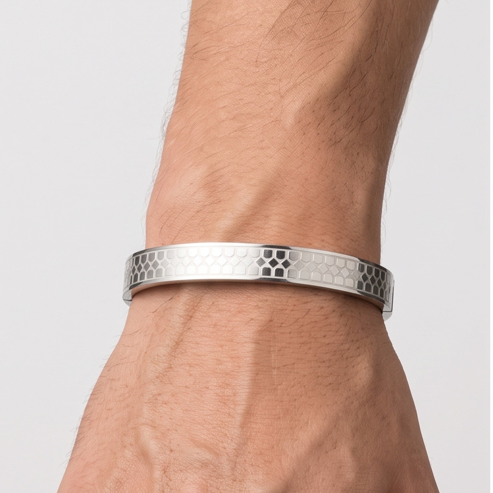 Nova Axis Cuff – Premium Men's Stainless Steel Bracelet in Silver & Rose Gold Finish