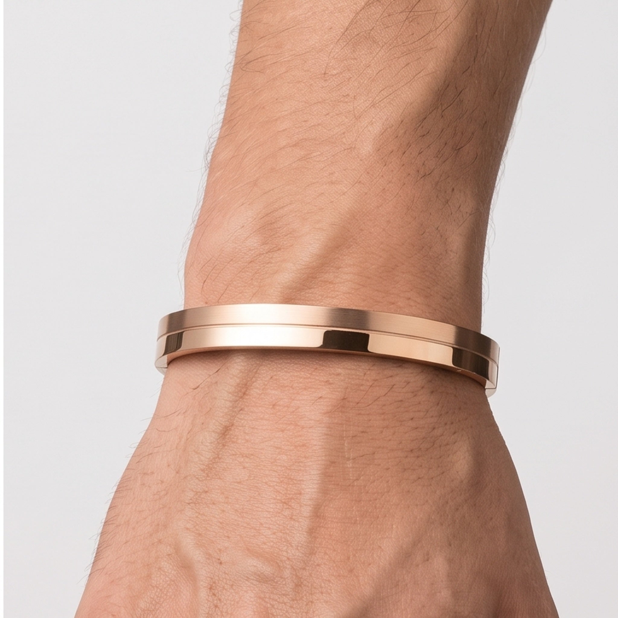 Nova Axis Cuff – Premium Men's Stainless Steel Bracelet in Silver & Rose Gold Finish