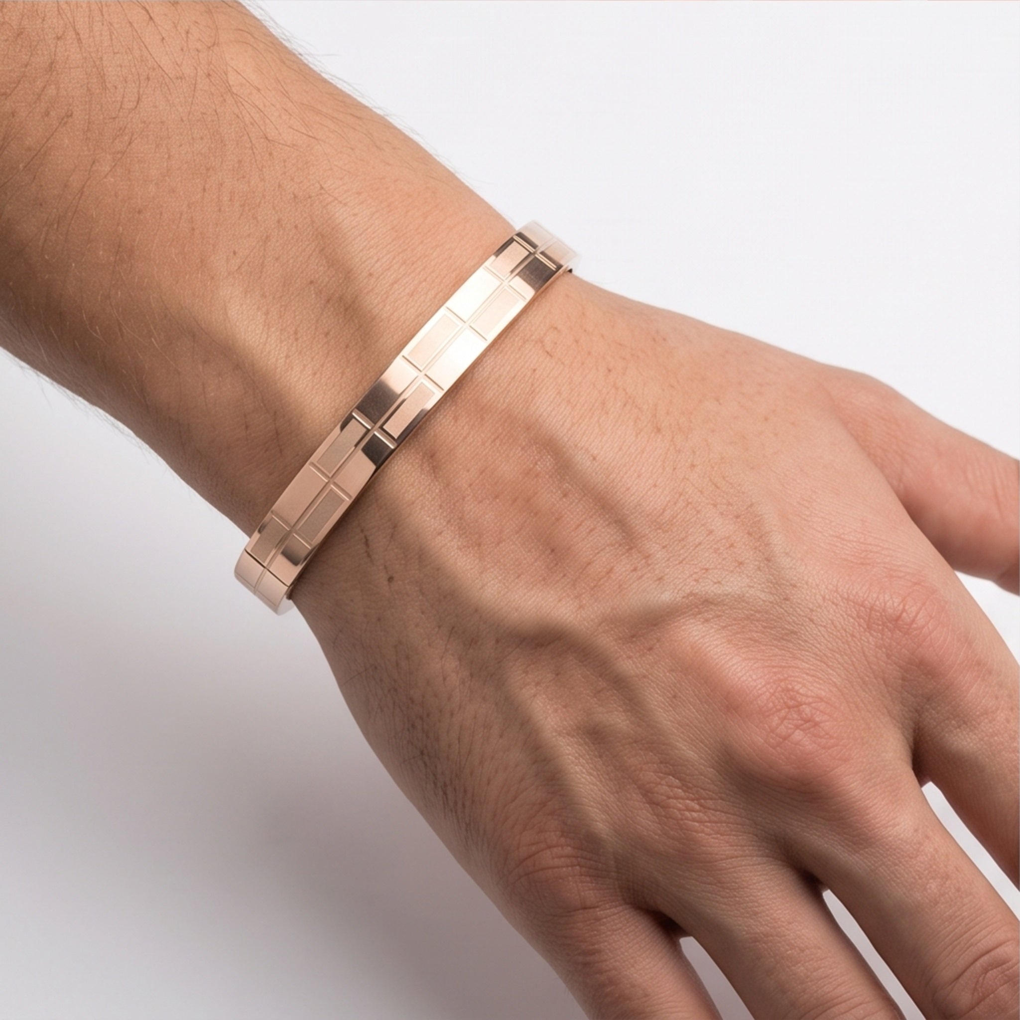 Gridline Prestige – Premium Men's Stainless Steel Geometric Cuff Bracelet