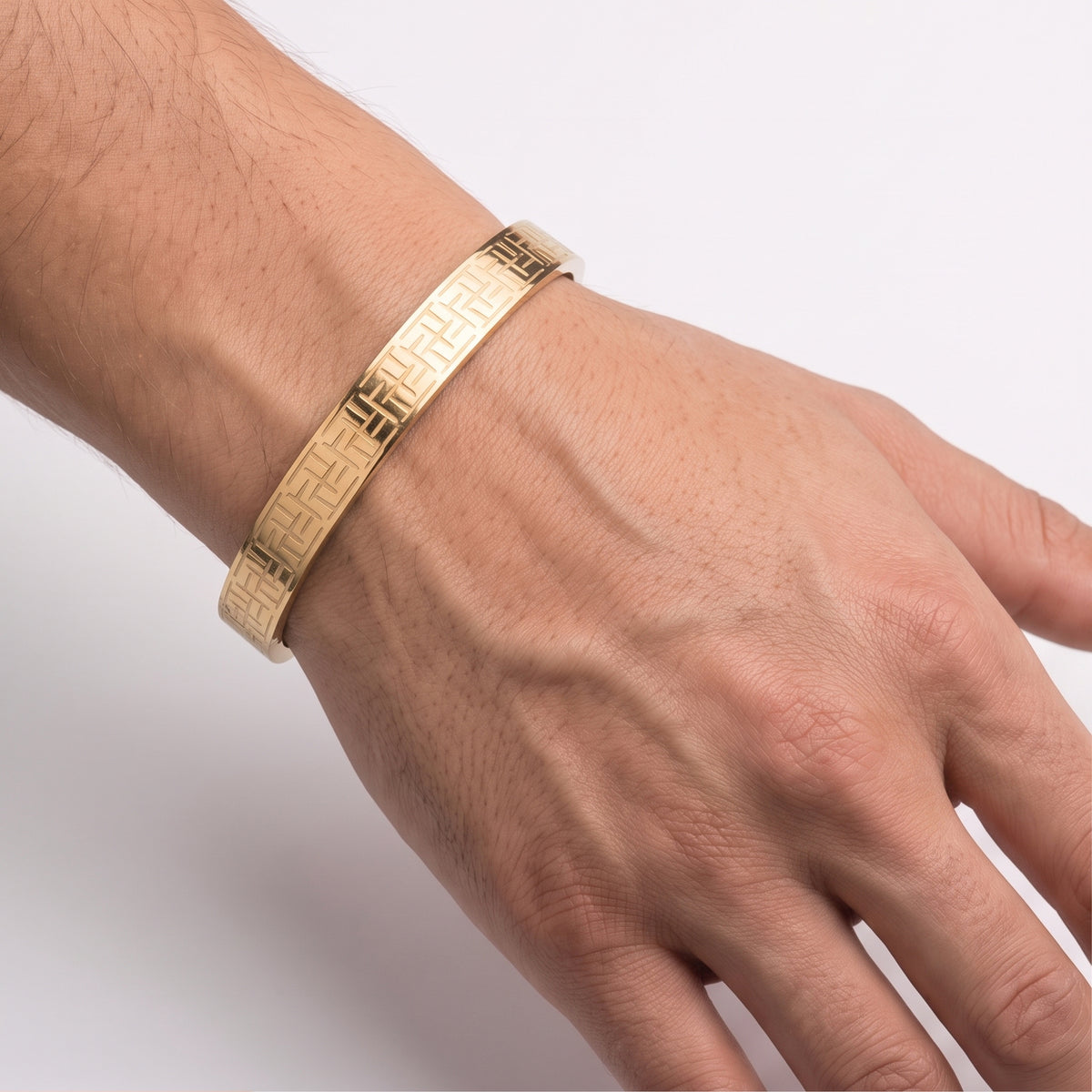 Gridline Prestige – Premium Men's Stainless Steel Geometric Cuff Bracelet