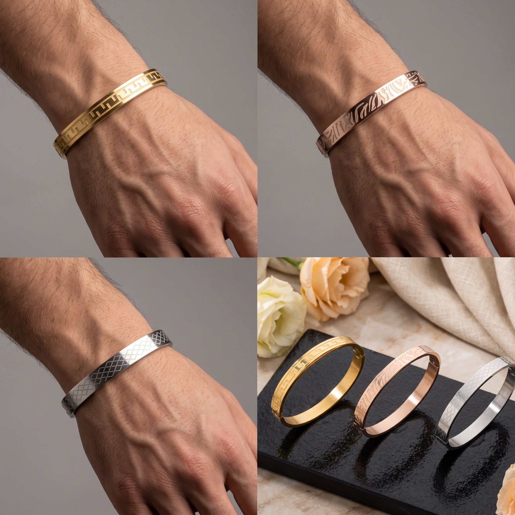 Signature Luxe Combo – Premium Men's Stainless Steel Bracelet Combo Set