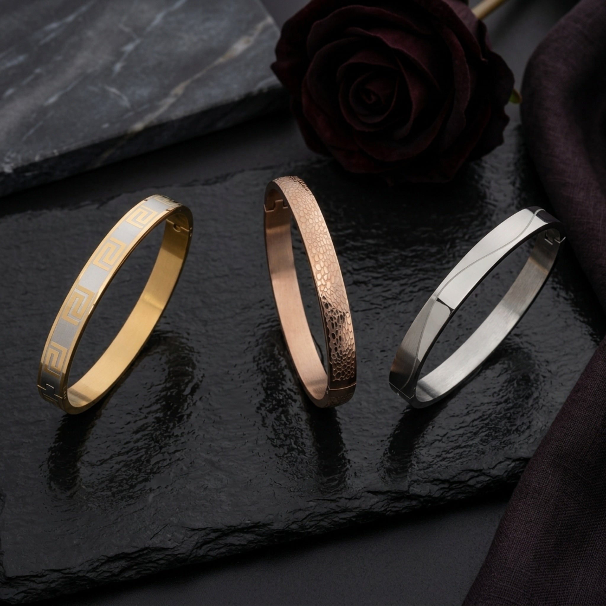 Signature Elite Combo – Premium Men's Bracelet Combo in Gold, Silver & Rose Gold