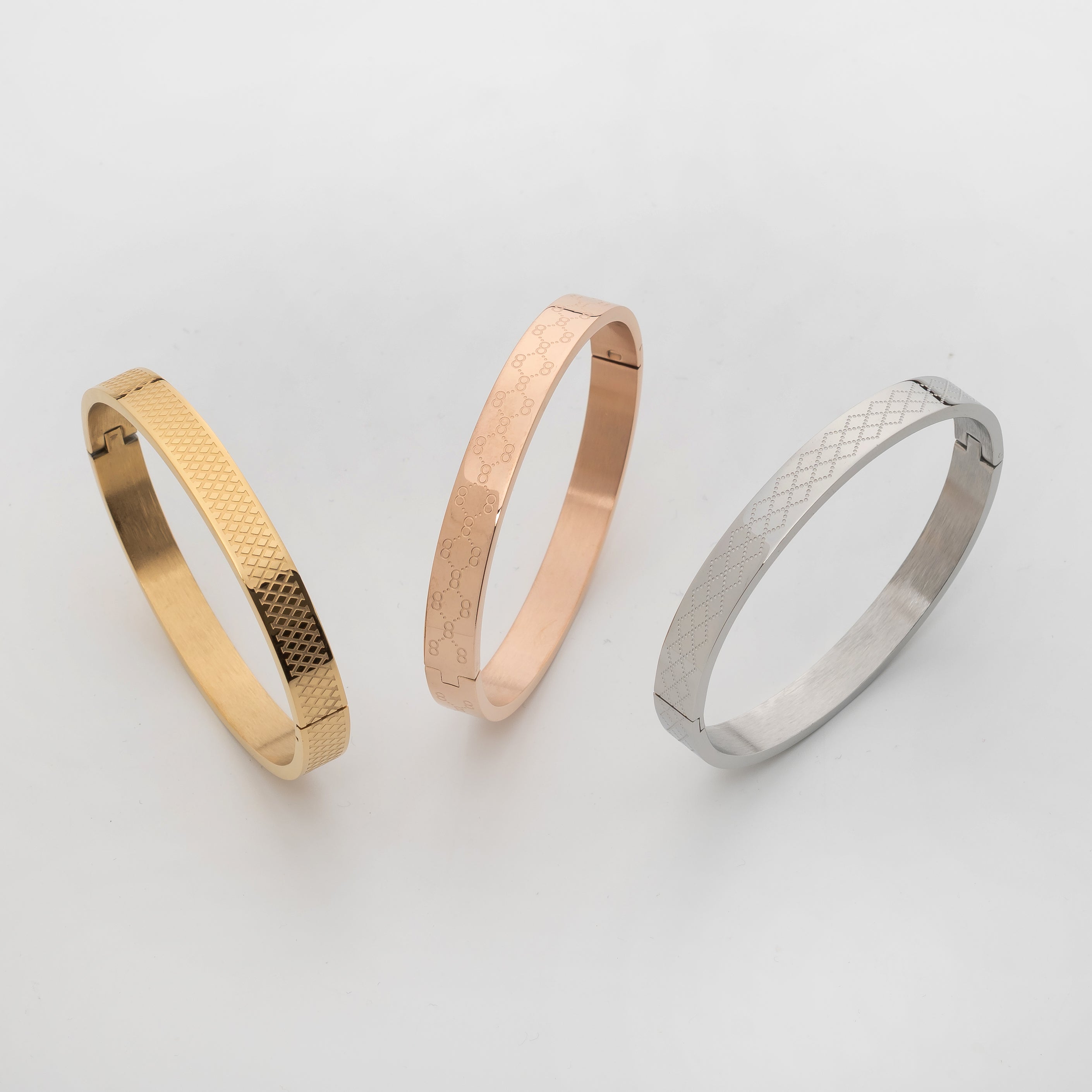 Signature Luxe Combo – Premium Men's Bracelet Combo in Gold, Rose Gold & Silver Finish