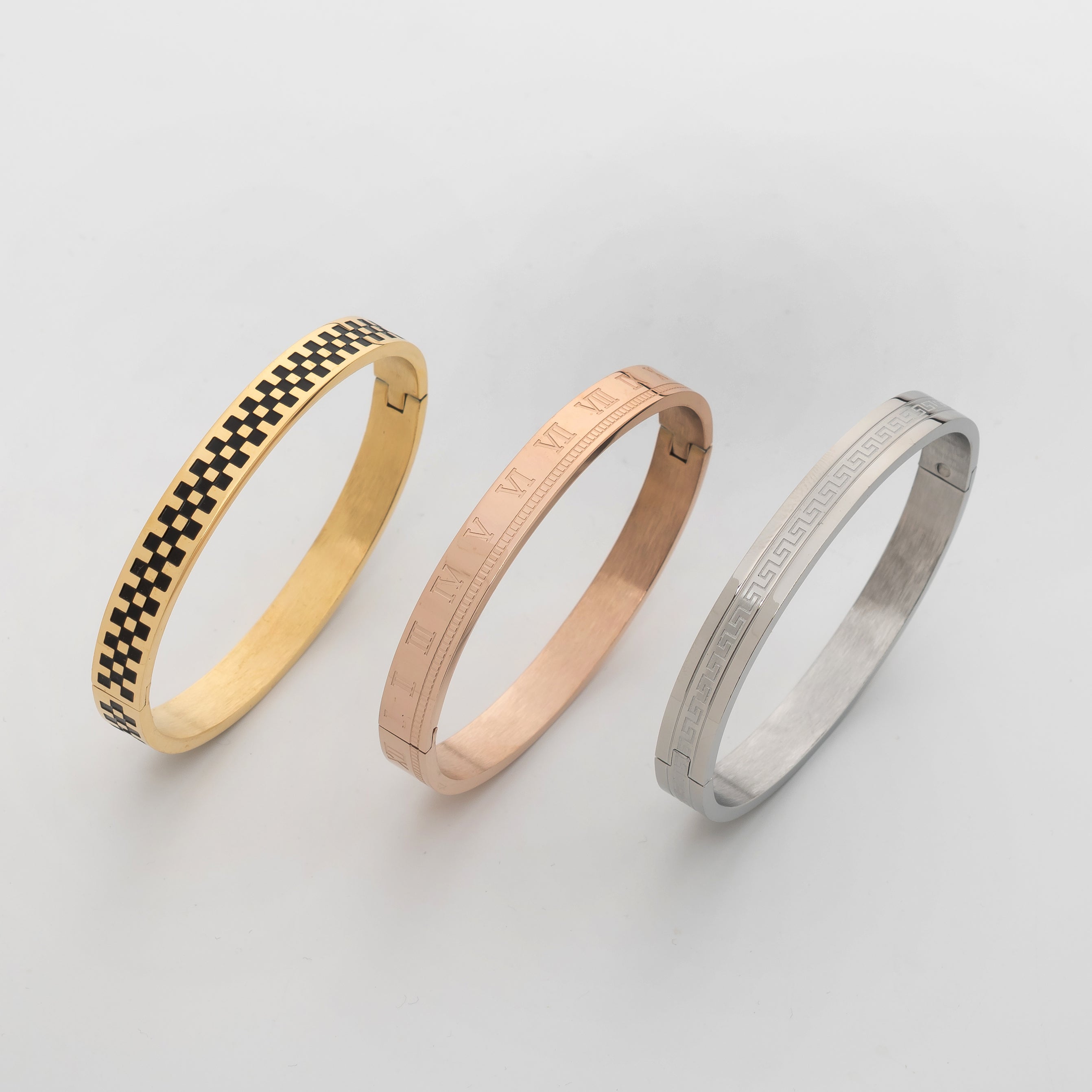 Imperium Trio Combo – Premium Men's Stainless Steel Bracelet Combo in Gold, Rose Gold & Silver