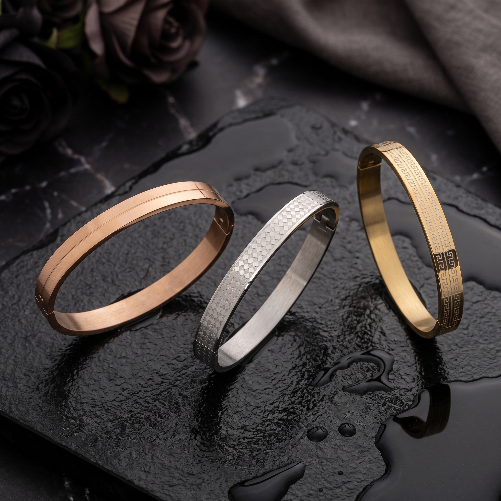 Regalis Cuff Combo – Premium Men's Stainless Steel Open Cuff Bracelet Set (3-Piece)