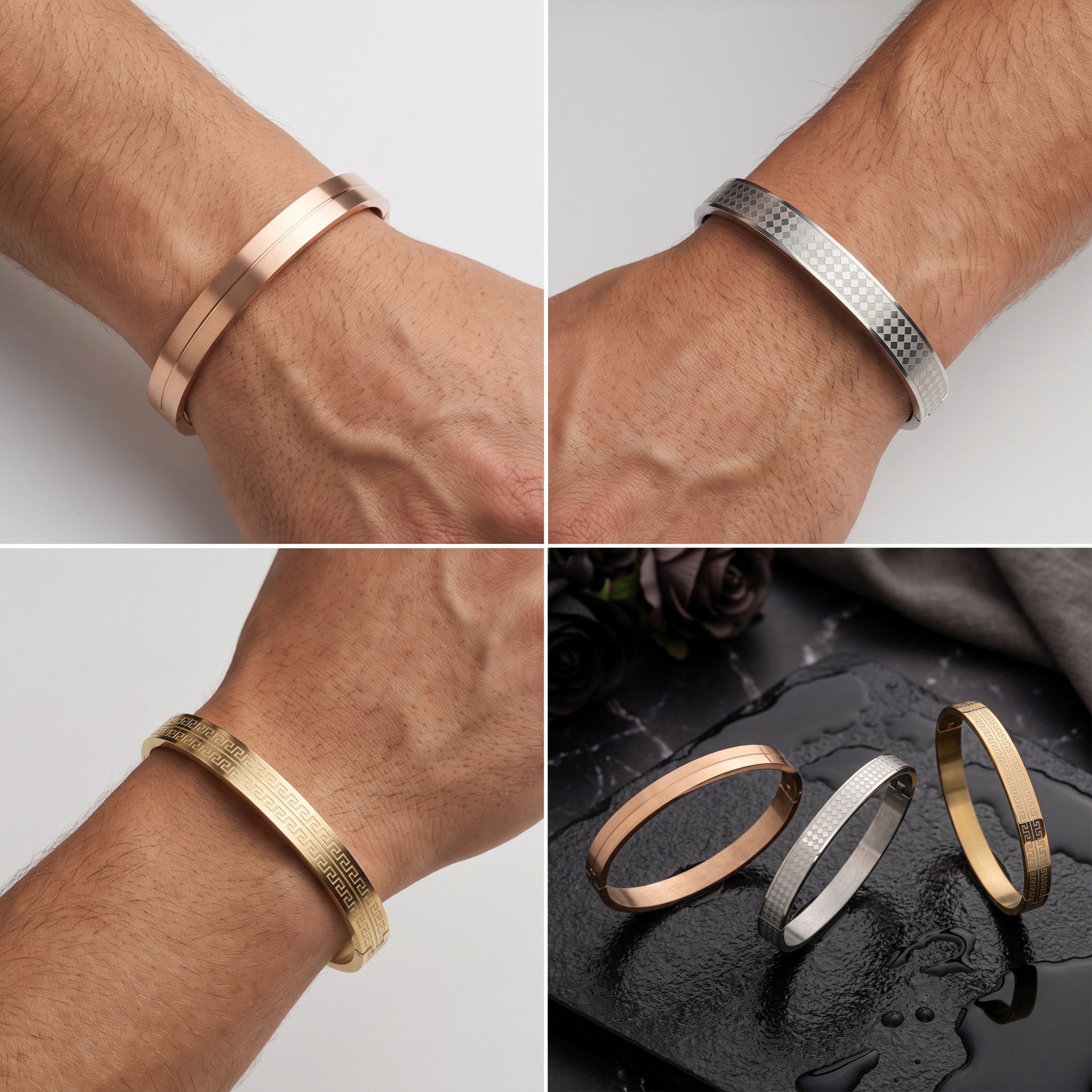 Regalis Cuff Combo – Premium Men's Stainless Steel Open Cuff Bracelet Set (3-Piece)