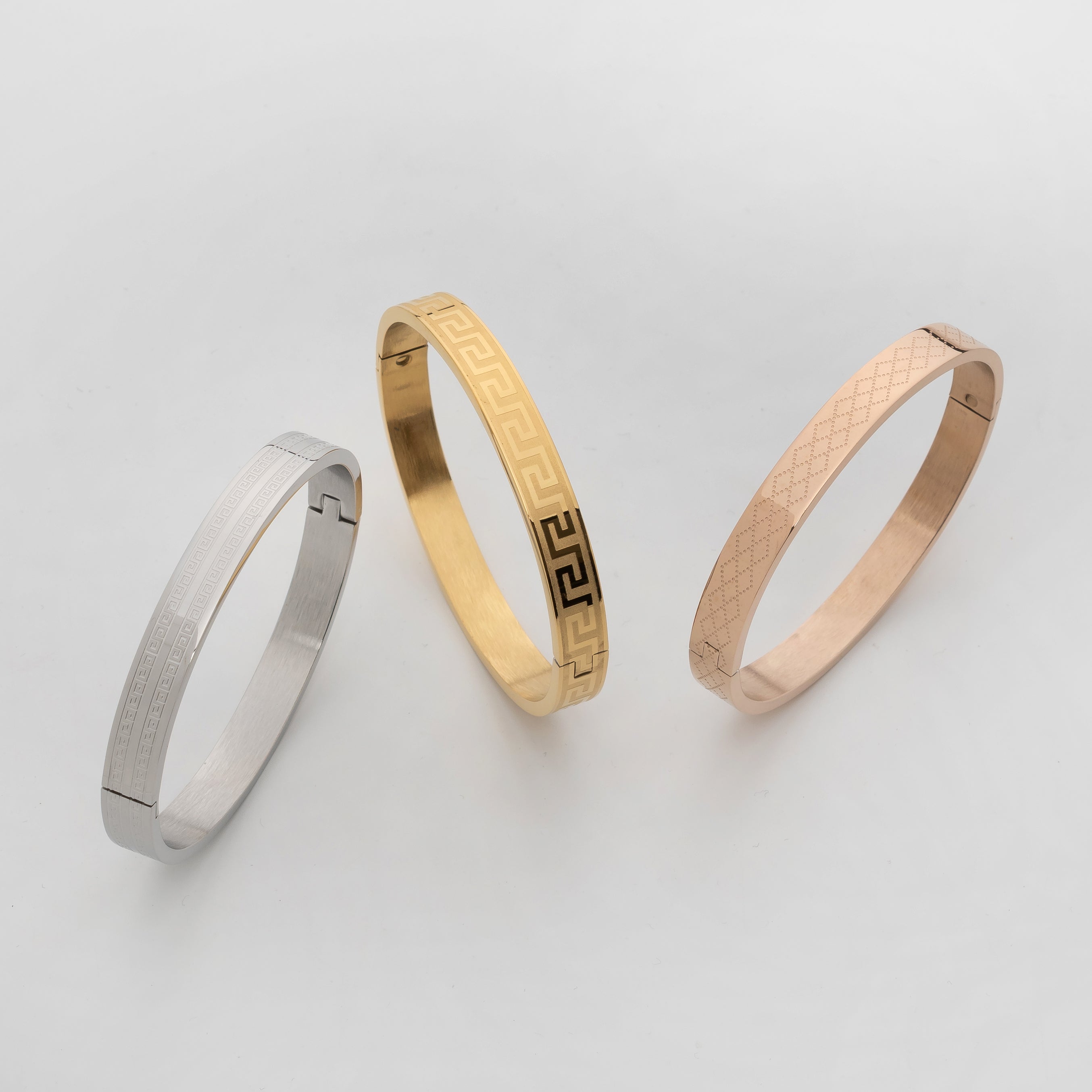 Virello Cuff Combo – Premium Men's Stainless Steel Engraved Open Cuff Bracelet Set (3-Piece)