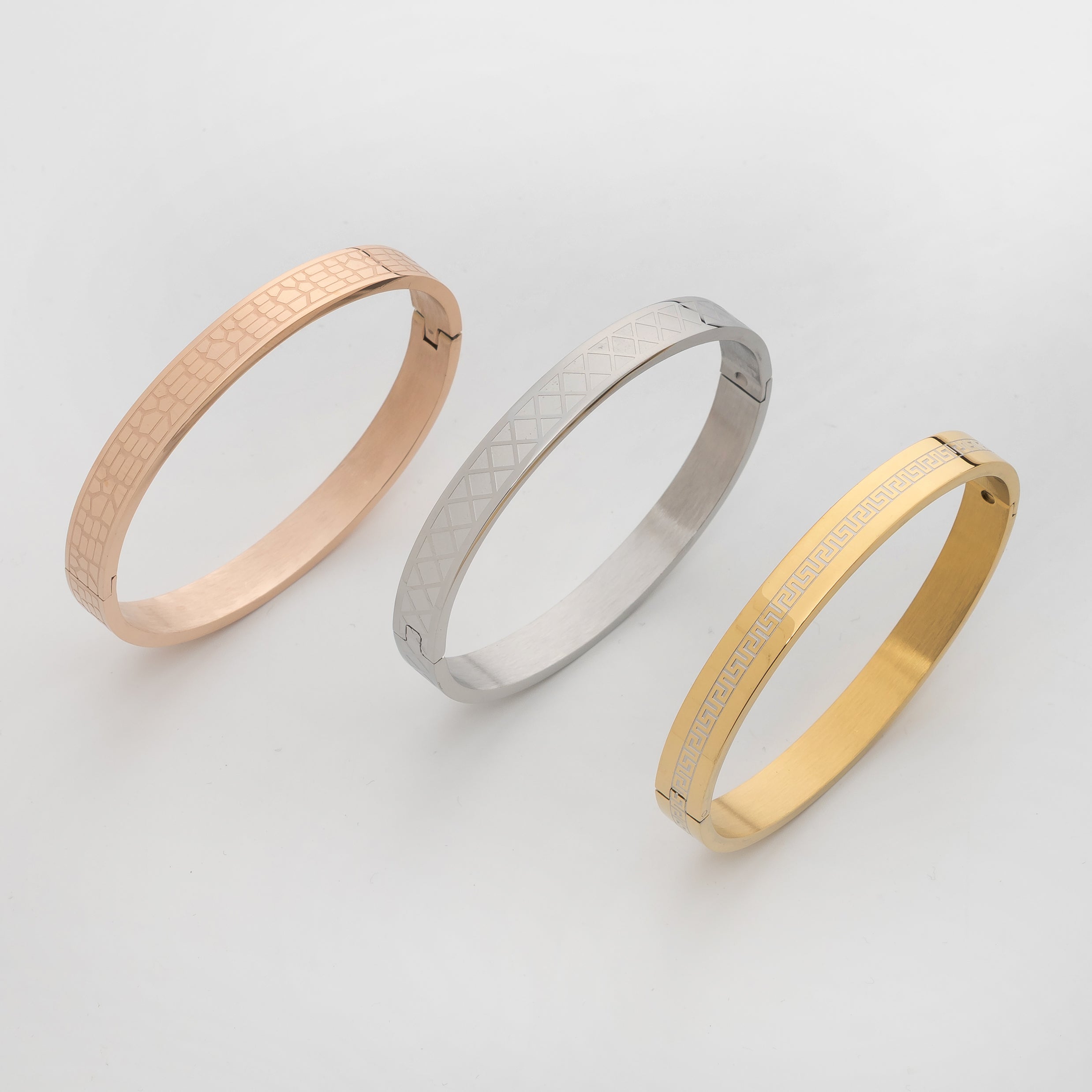 Monarch Cuff Combo – Premium Men's Stainless Steel Engraved Open Cuff Bracelet Set (3-Piece)