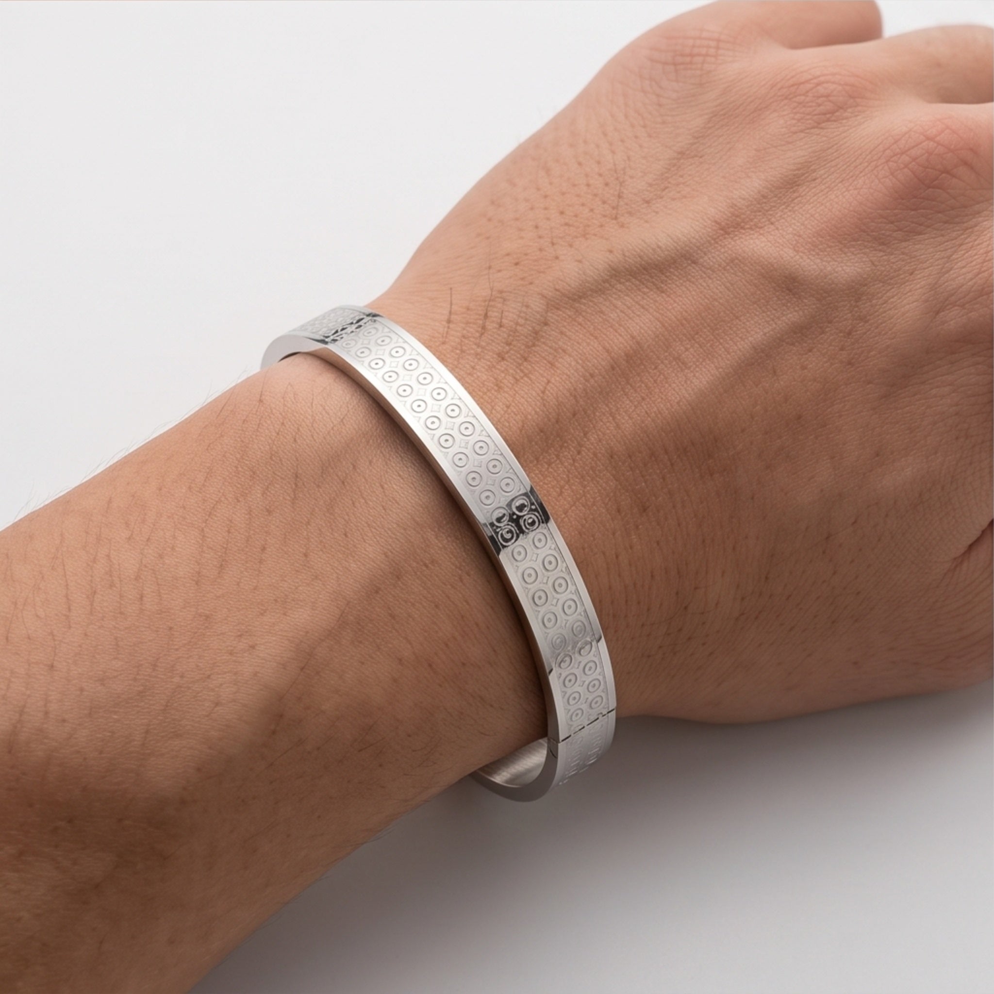 Vertex Luxe – Premium Men's Geometric Stainless Steel Cuff Bracelet