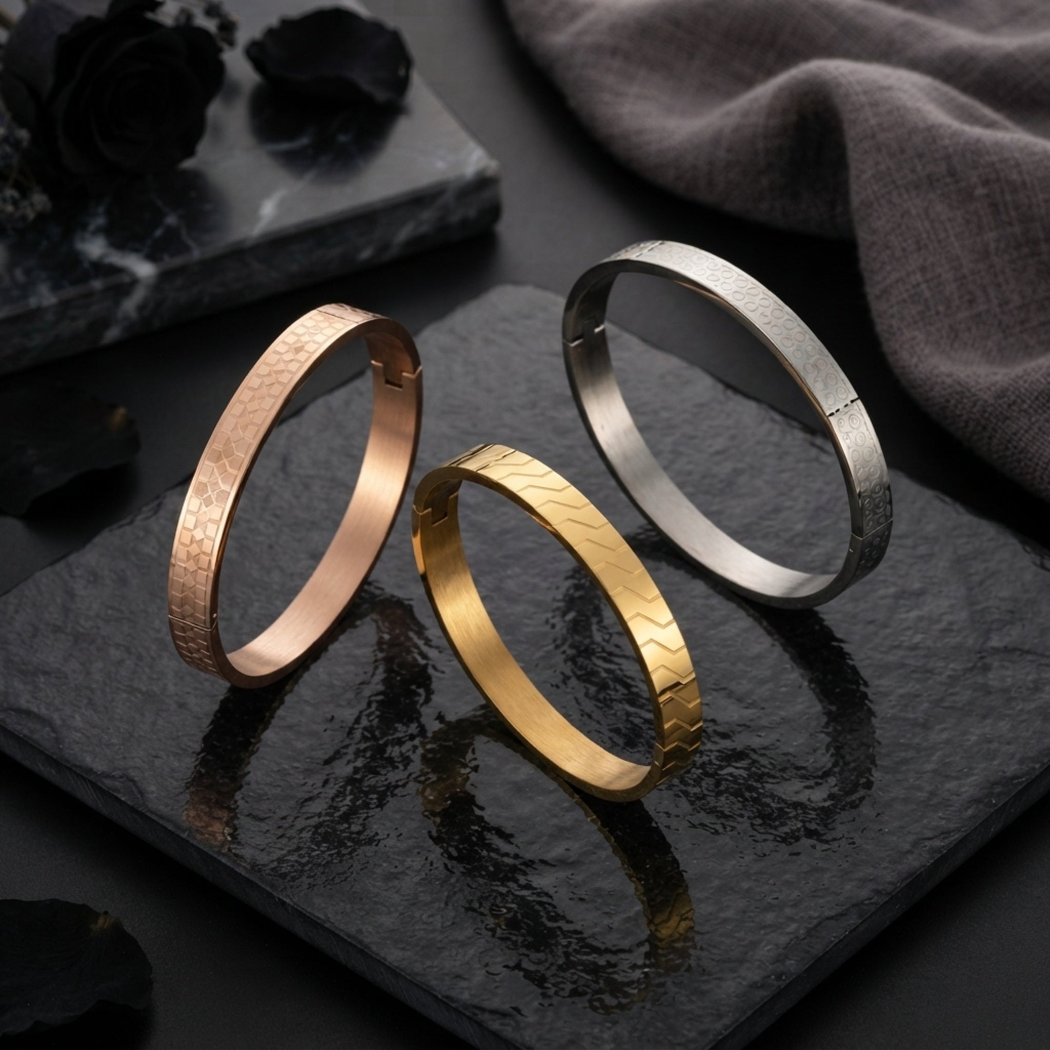 Vertex Luxe – Premium Men's Geometric Stainless Steel Cuff Bracelet