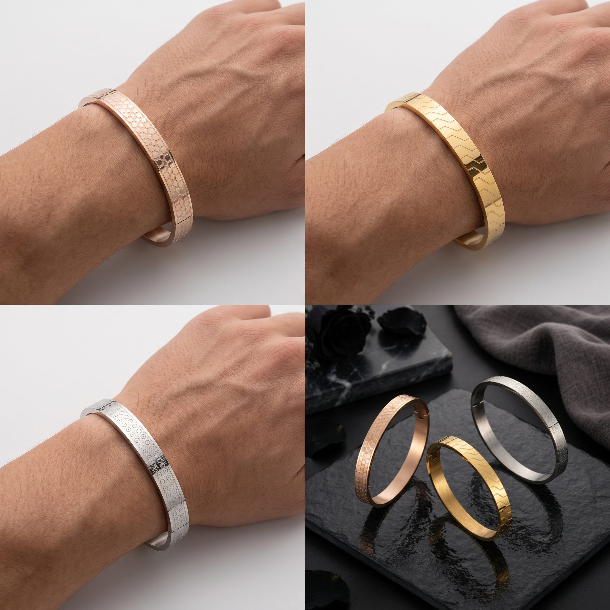 Vertex Luxe – Premium Men's Geometric Stainless Steel Cuff Bracelet