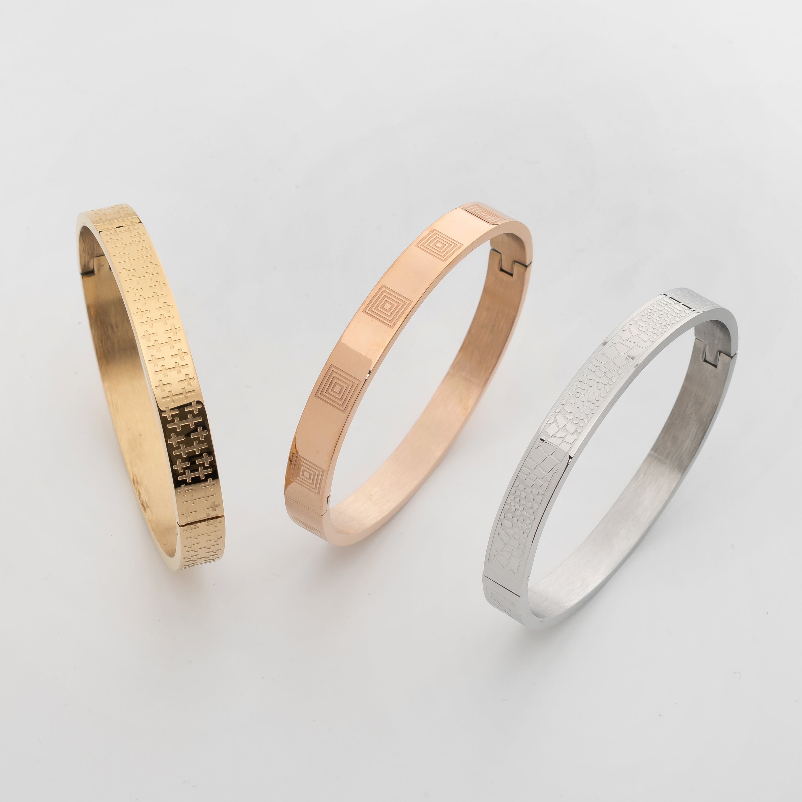 Monarch Grid – Premium Men's Geometric Stainless Steel Cuff Bracelet