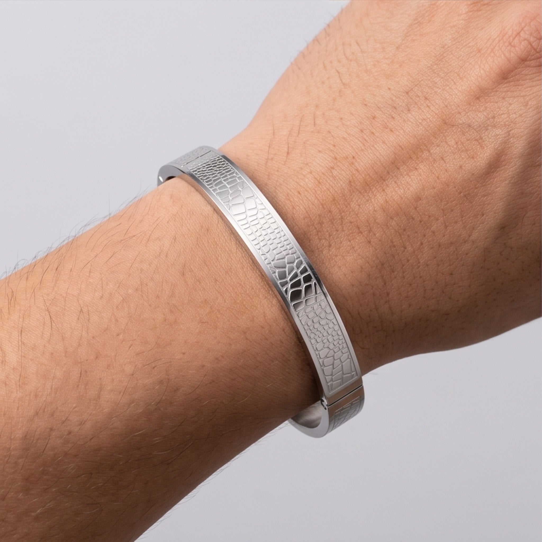 Monarch Grid – Premium Men's Geometric Stainless Steel Cuff Bracelet