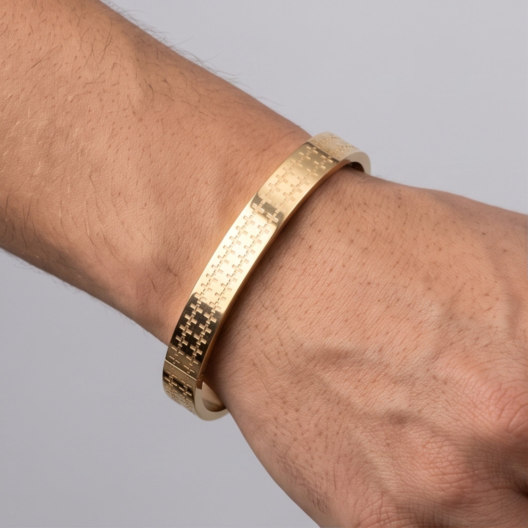 Monarch Grid – Premium Men's Geometric Stainless Steel Cuff Bracelet