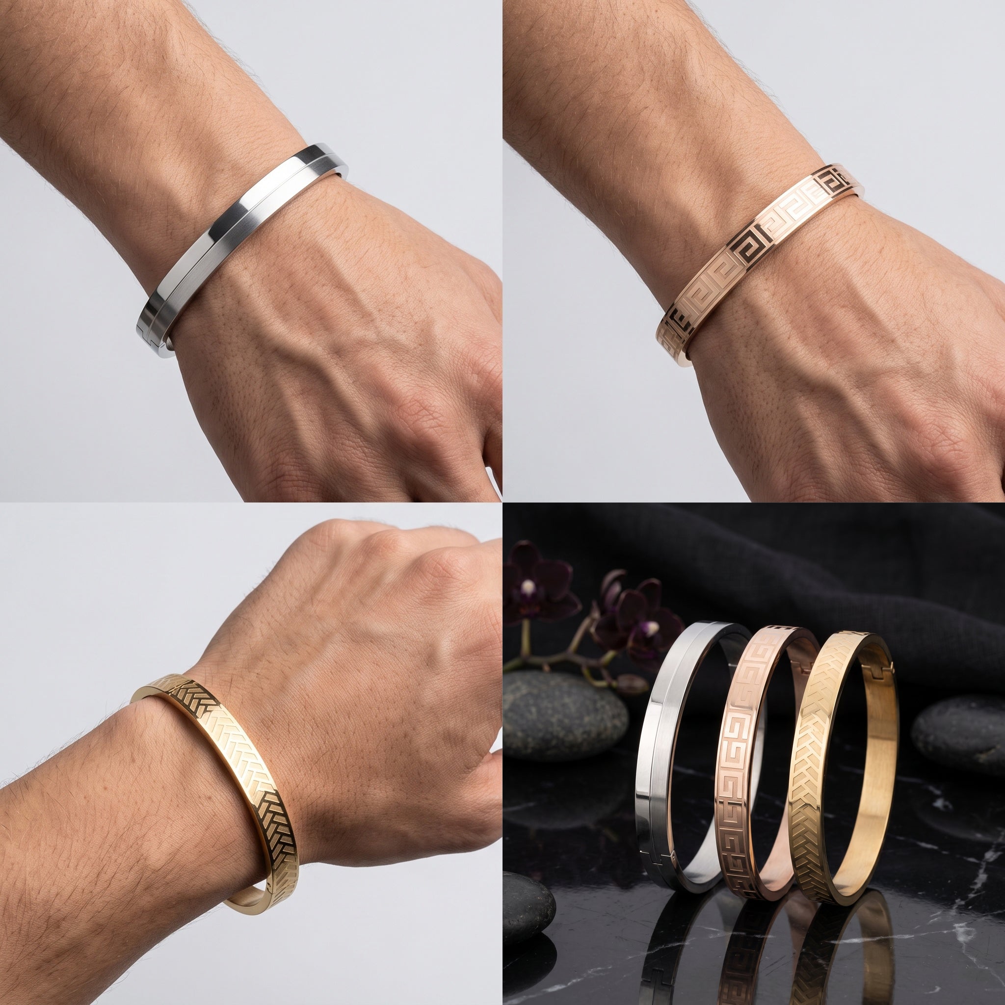 Monarch Edge – Premium Men's Stainless Steel Geometric Cuff Bracelet