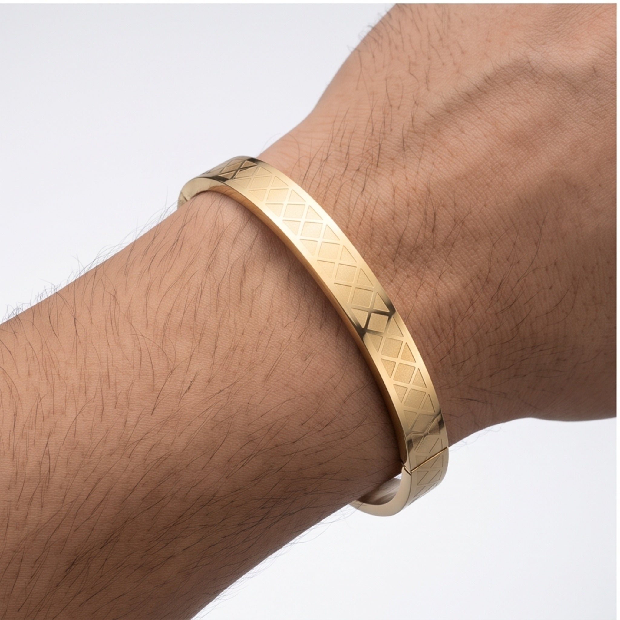 Imperium Grid – Premium Men's Stainless Steel Geometric Cuff Bracelet