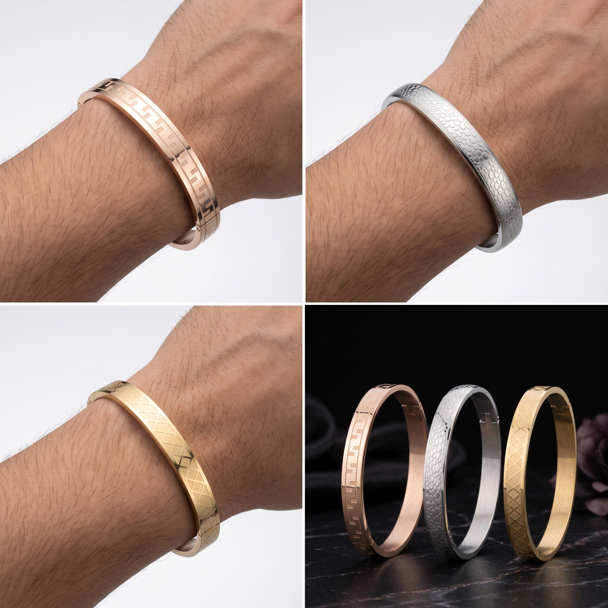 Imperium Grid – Premium Men's Stainless Steel Geometric Cuff Bracelet