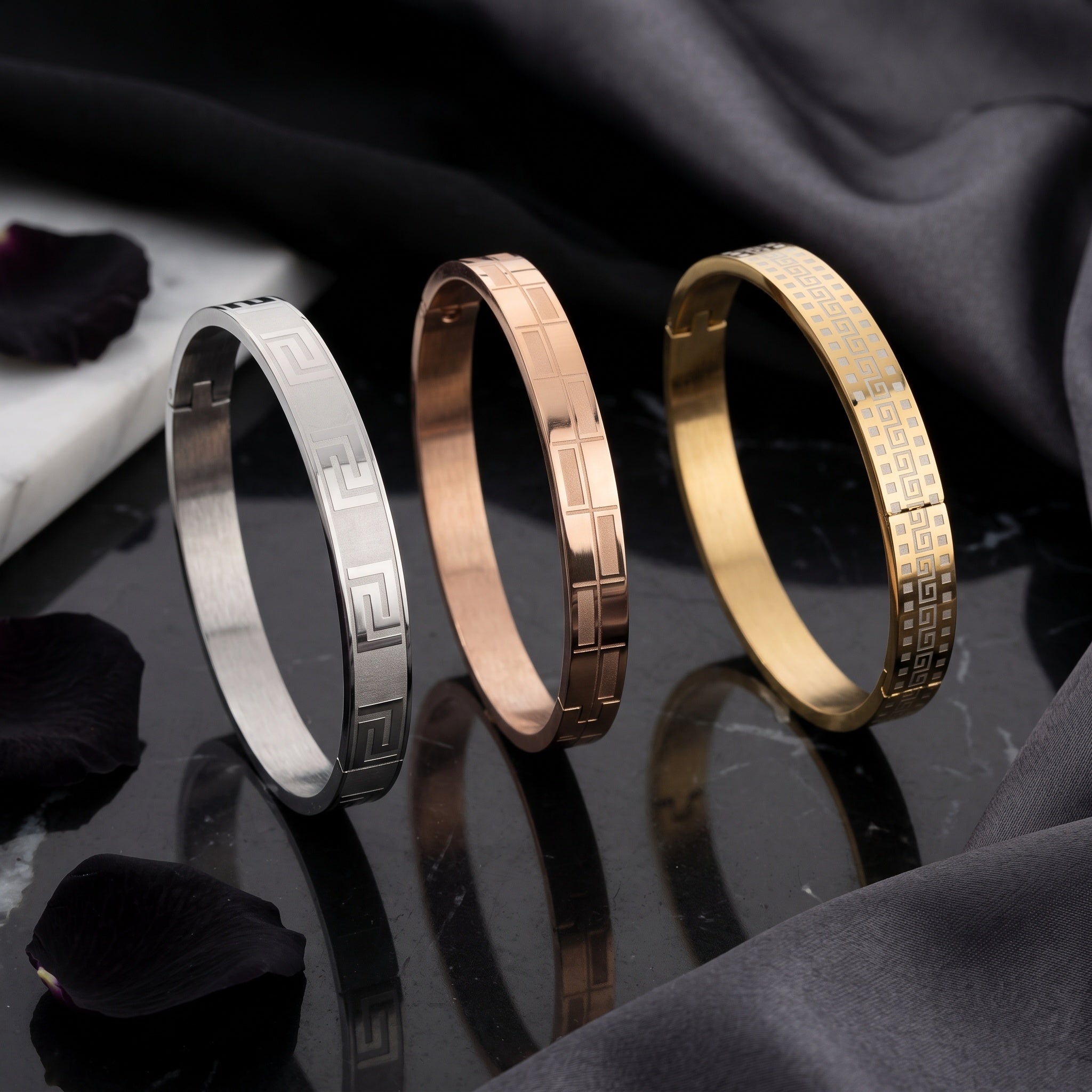 Aurex Grid – Premium Men's Engraved Stainless Steel Cuff Bracelet