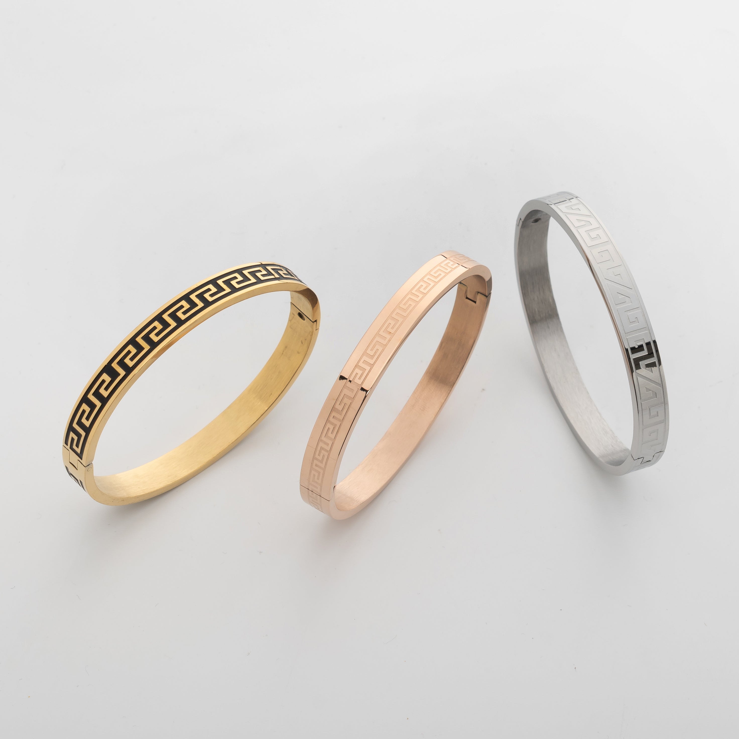 Imperio Meander – Premium Men's Greek Key Stainless Steel Cuff Bracelet