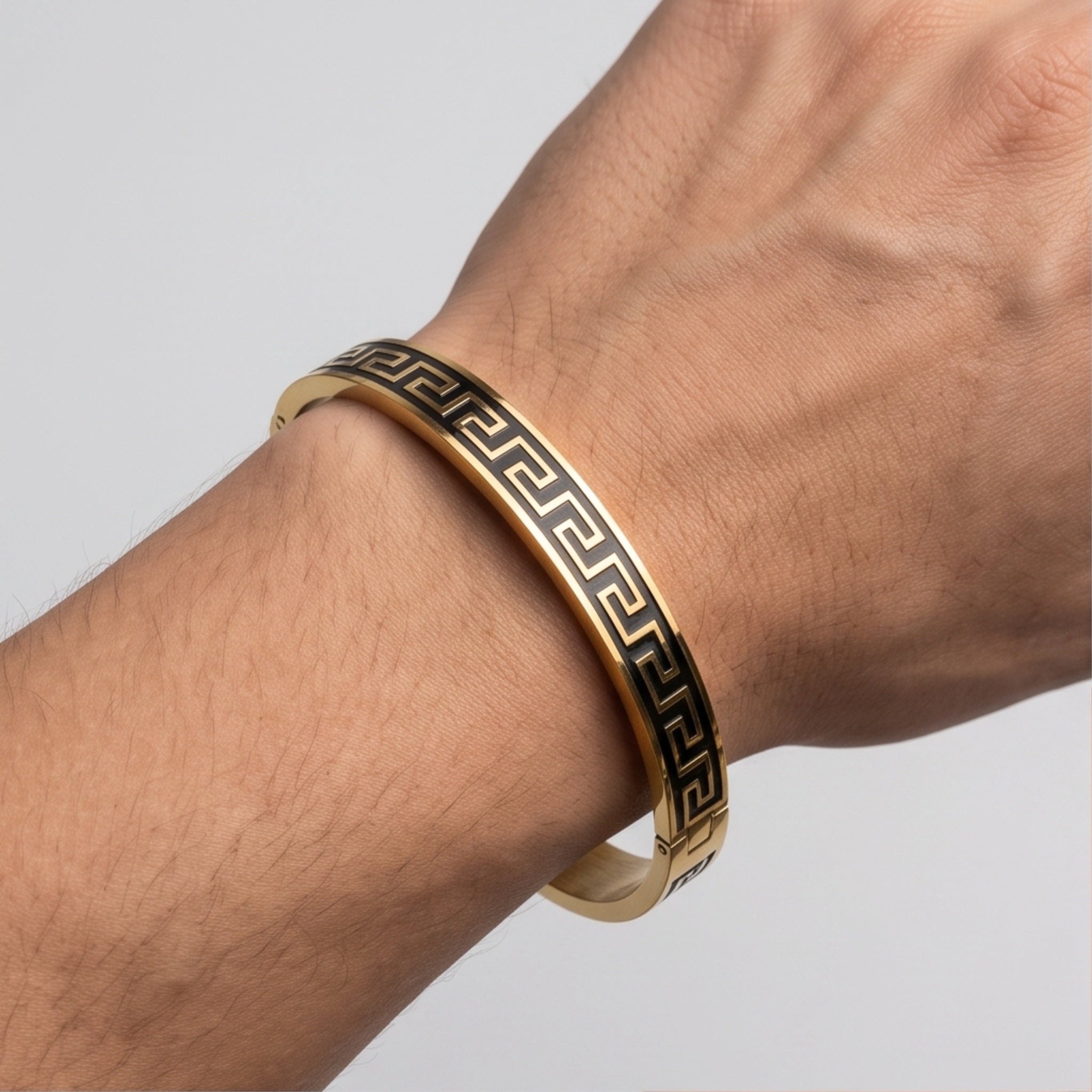 Imperio Meander – Premium Men's Greek Key Stainless Steel Cuff Bracelet