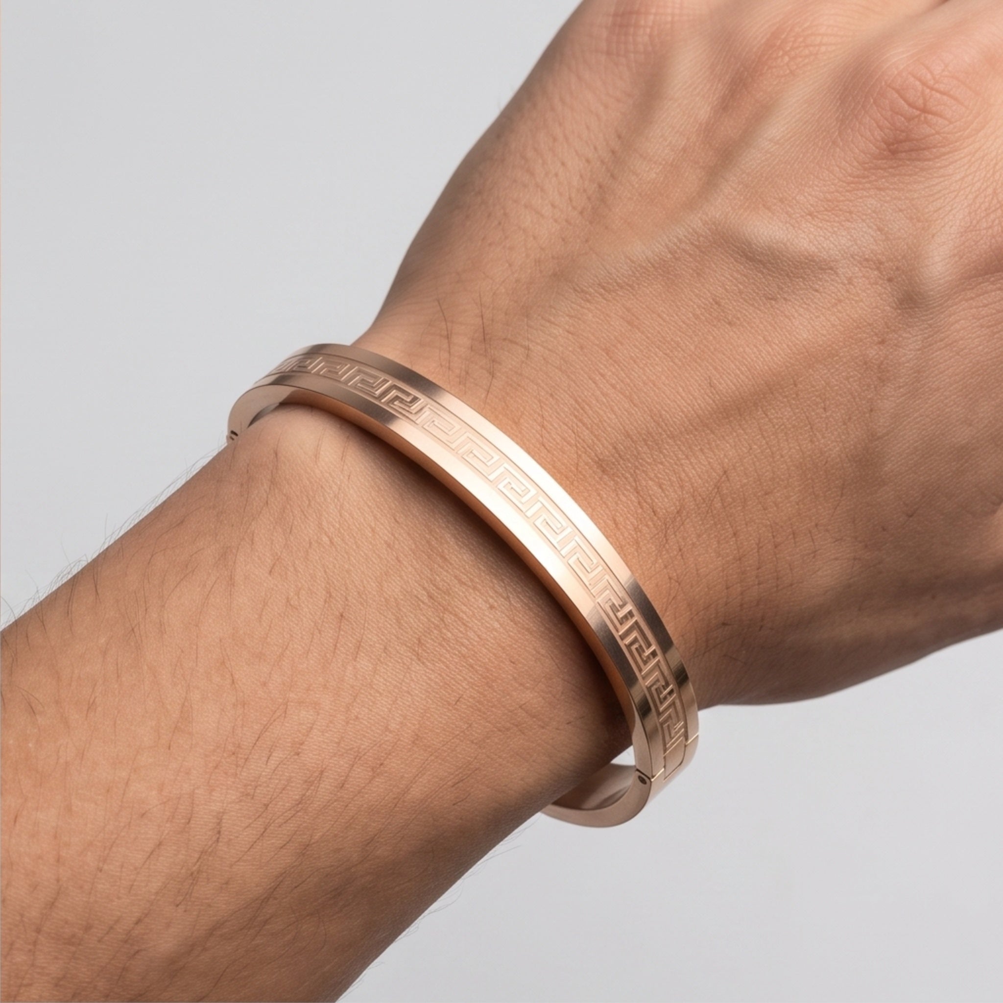 Imperio Meander – Premium Men's Greek Key Stainless Steel Cuff Bracelet