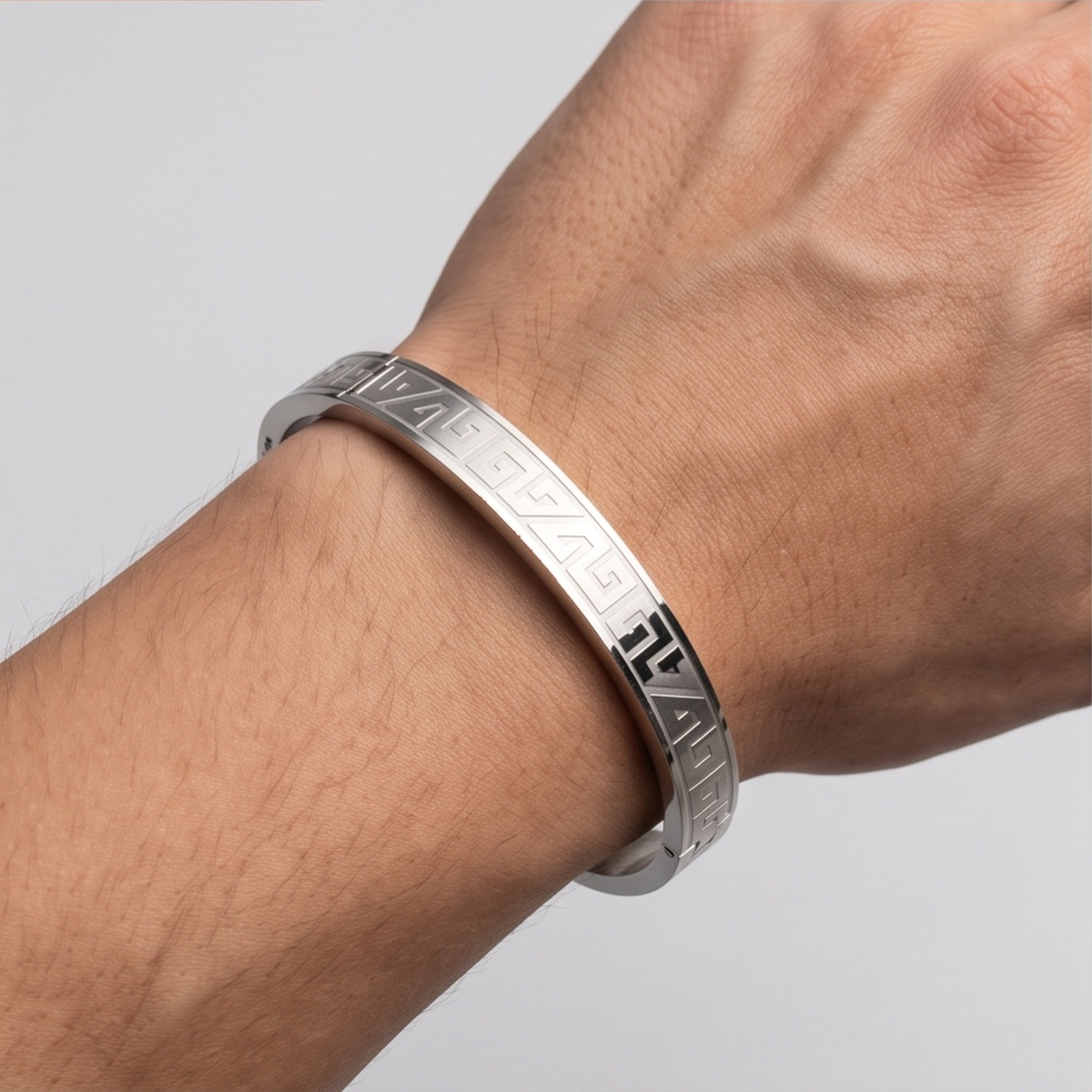 Imperio Meander – Premium Men's Greek Key Stainless Steel Cuff Bracelet