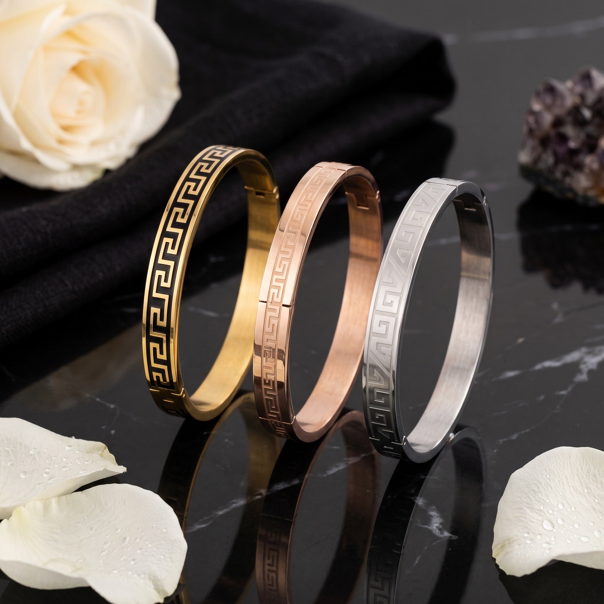 Imperio Meander – Premium Men's Greek Key Stainless Steel Cuff Bracelet