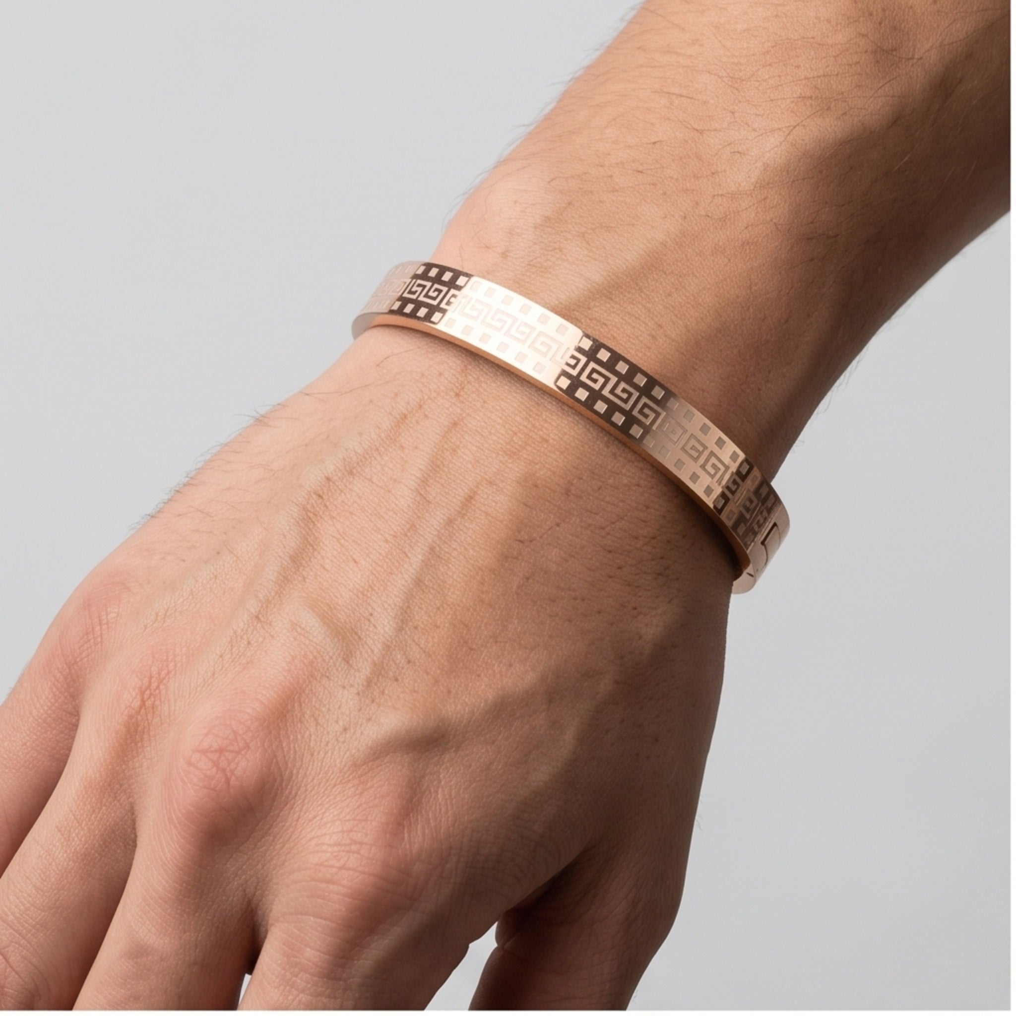 Echelon Edge – Premium Men's Greek Key Stainless Steel Cuff Bracelet