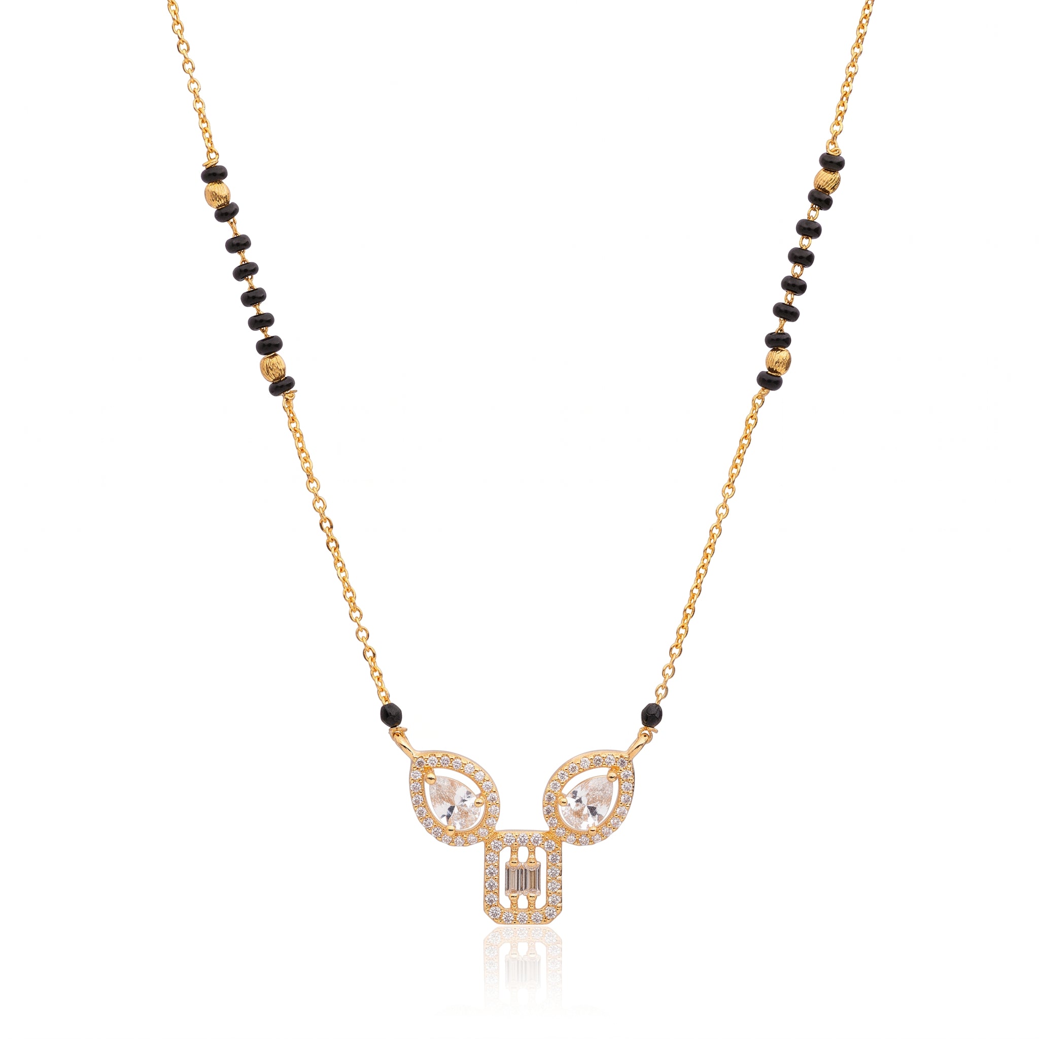 Celeste Duo – Premium Gold Finish Geometric CZ Mangalsutra for Women