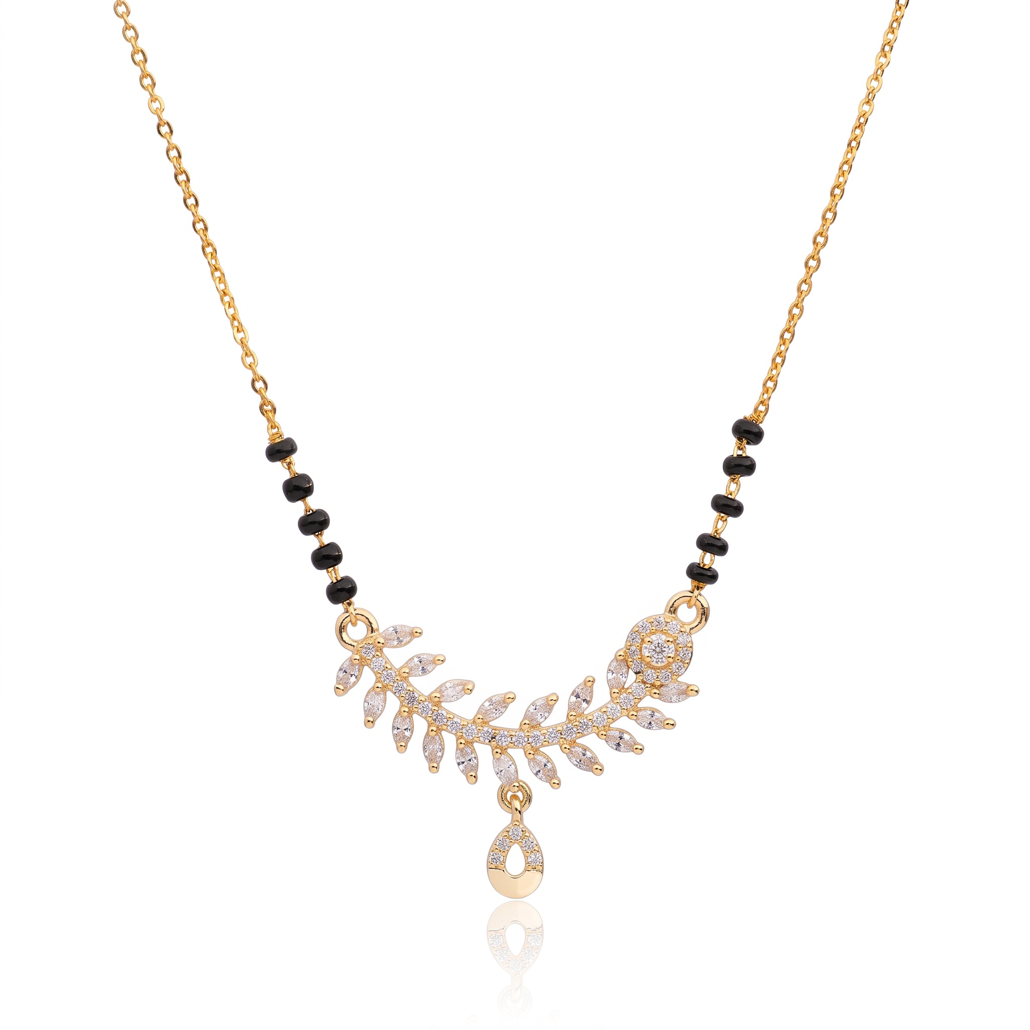Elysian Vine – Premium Gold Finish Floral Vine CZ Mangalsutra for Women
