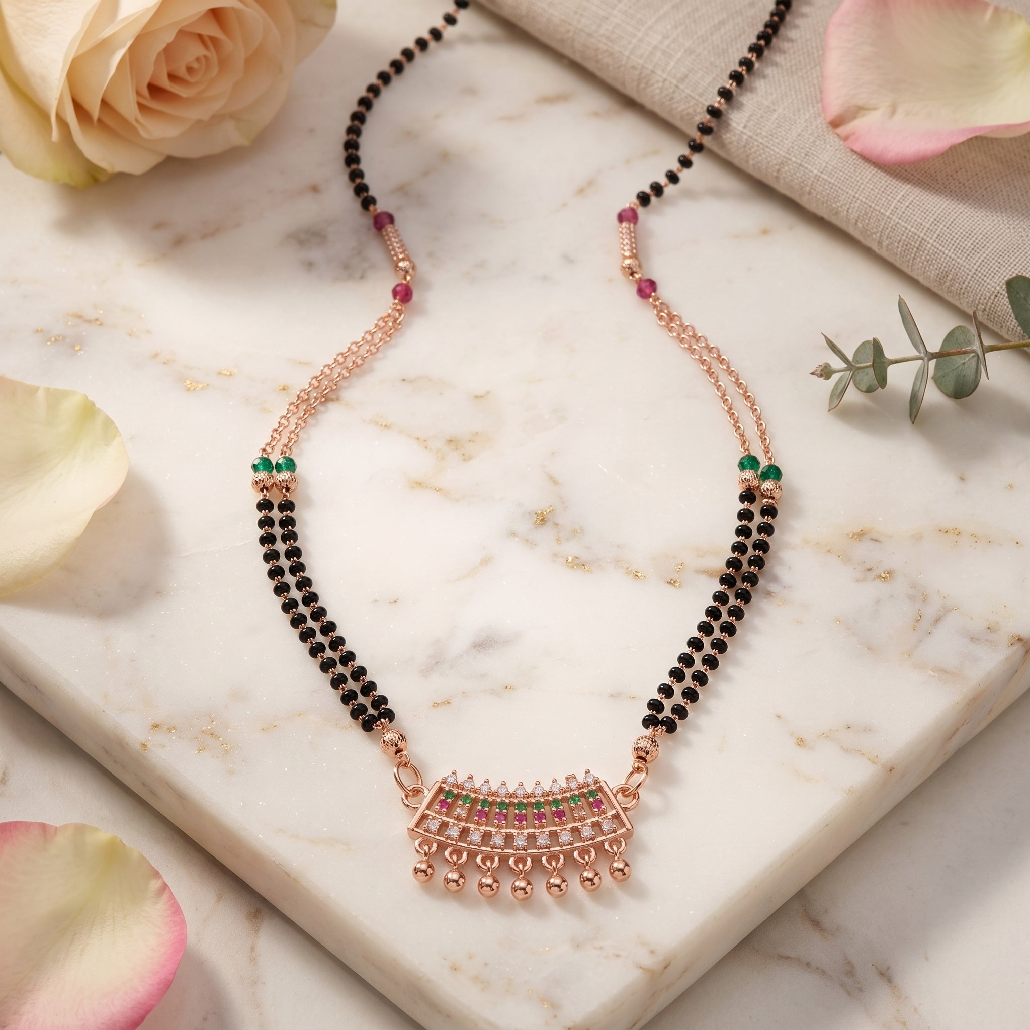 Regal Prism – Premium Rose Gold Designer Mangalsutra for Women
