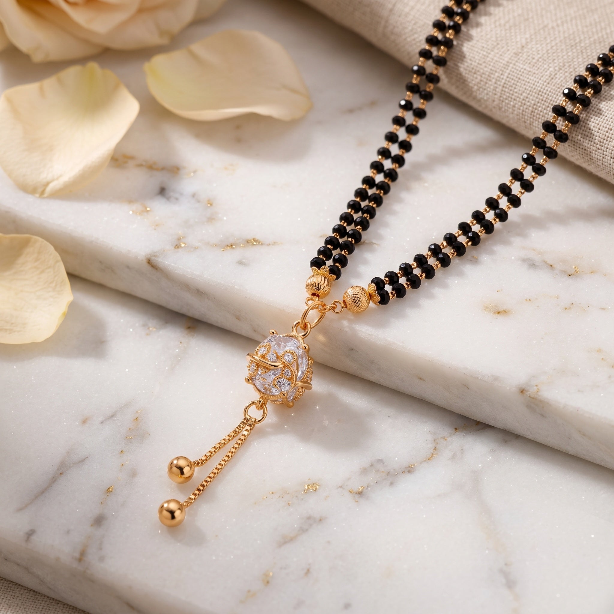 Eternal Bloom – Premium Gold-Tone Designer Mangalsutra for Women