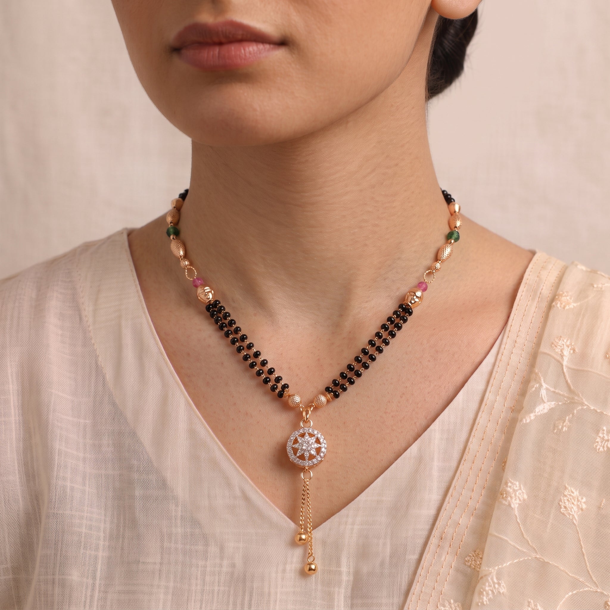 Celestial Drop – Premium Rose Gold Designer Mangalsutra for Women